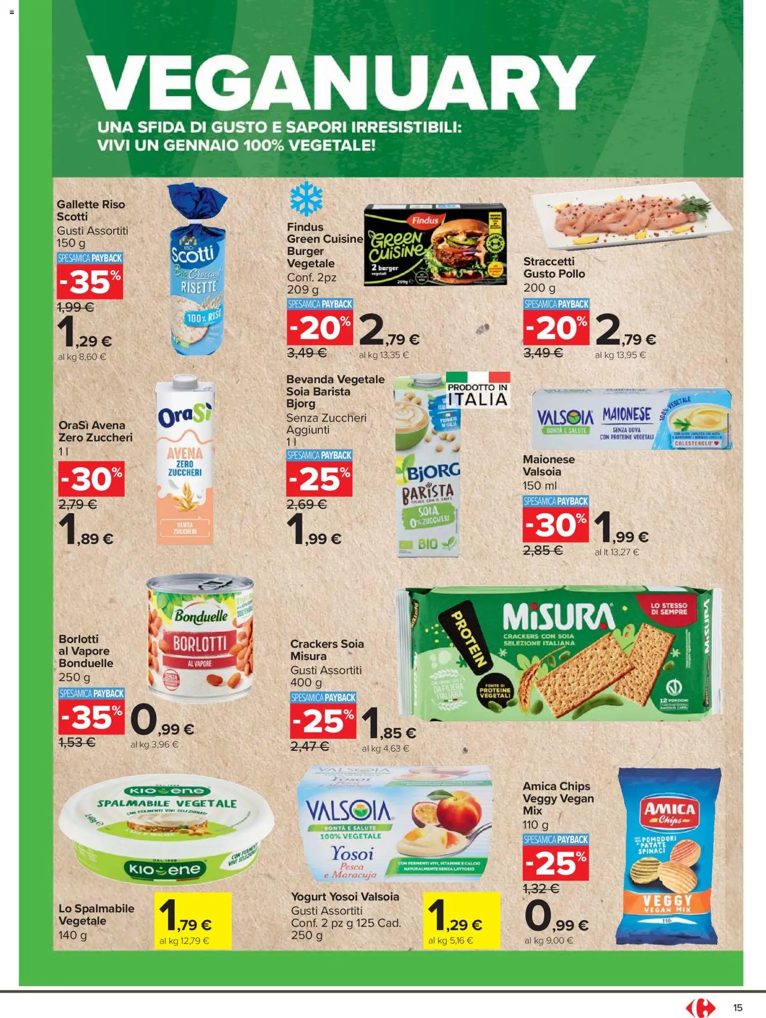 Volantino Carrefour del 15.01.2026 | Pagina: 15 | Prodotti: Patate, Pomodori, Pesca, Spinaci