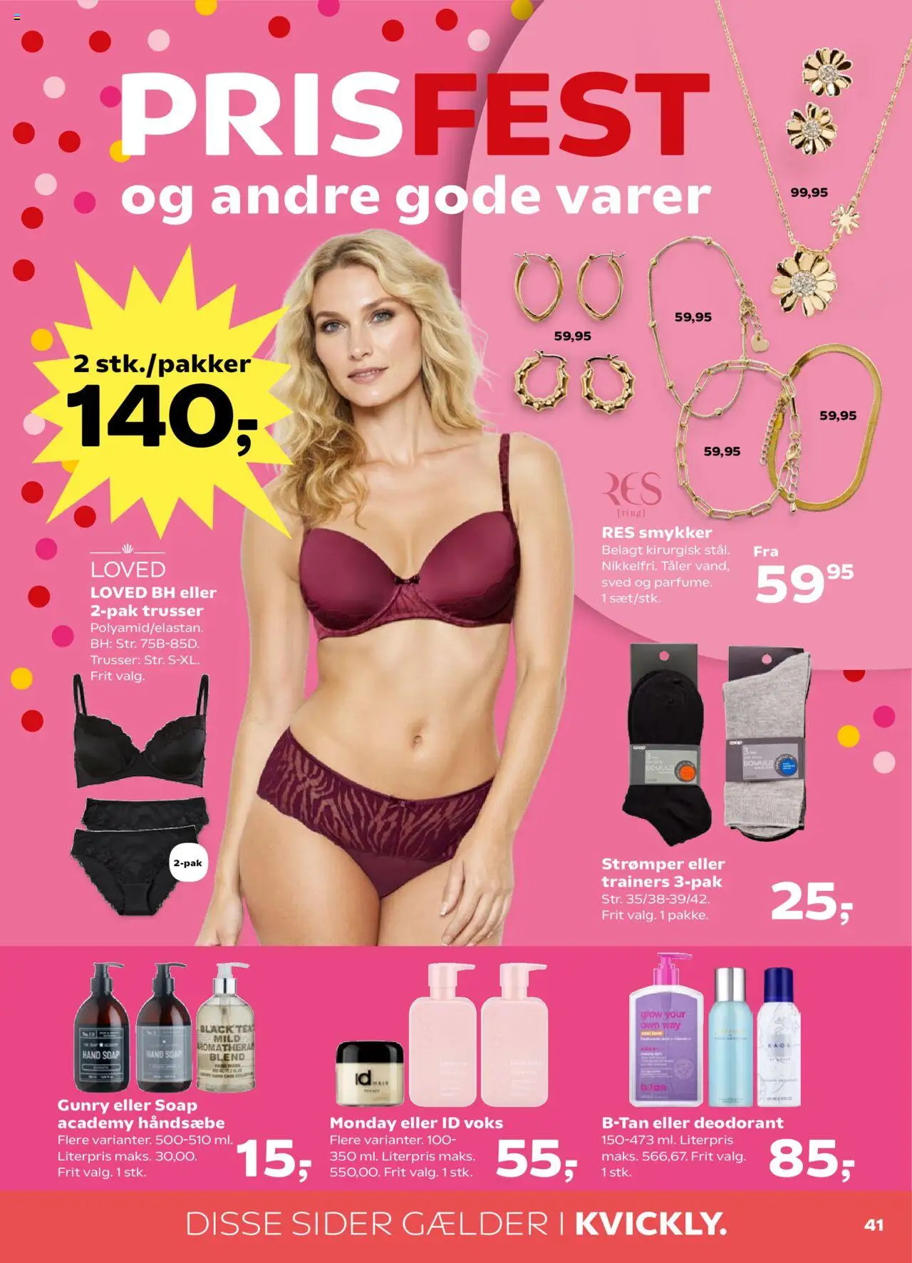 Kvickly Tilbudsavis gyldig fra 22.08.2025 | Side: 41 | Produkter: Deodorant, Trusser, BH, Strømper