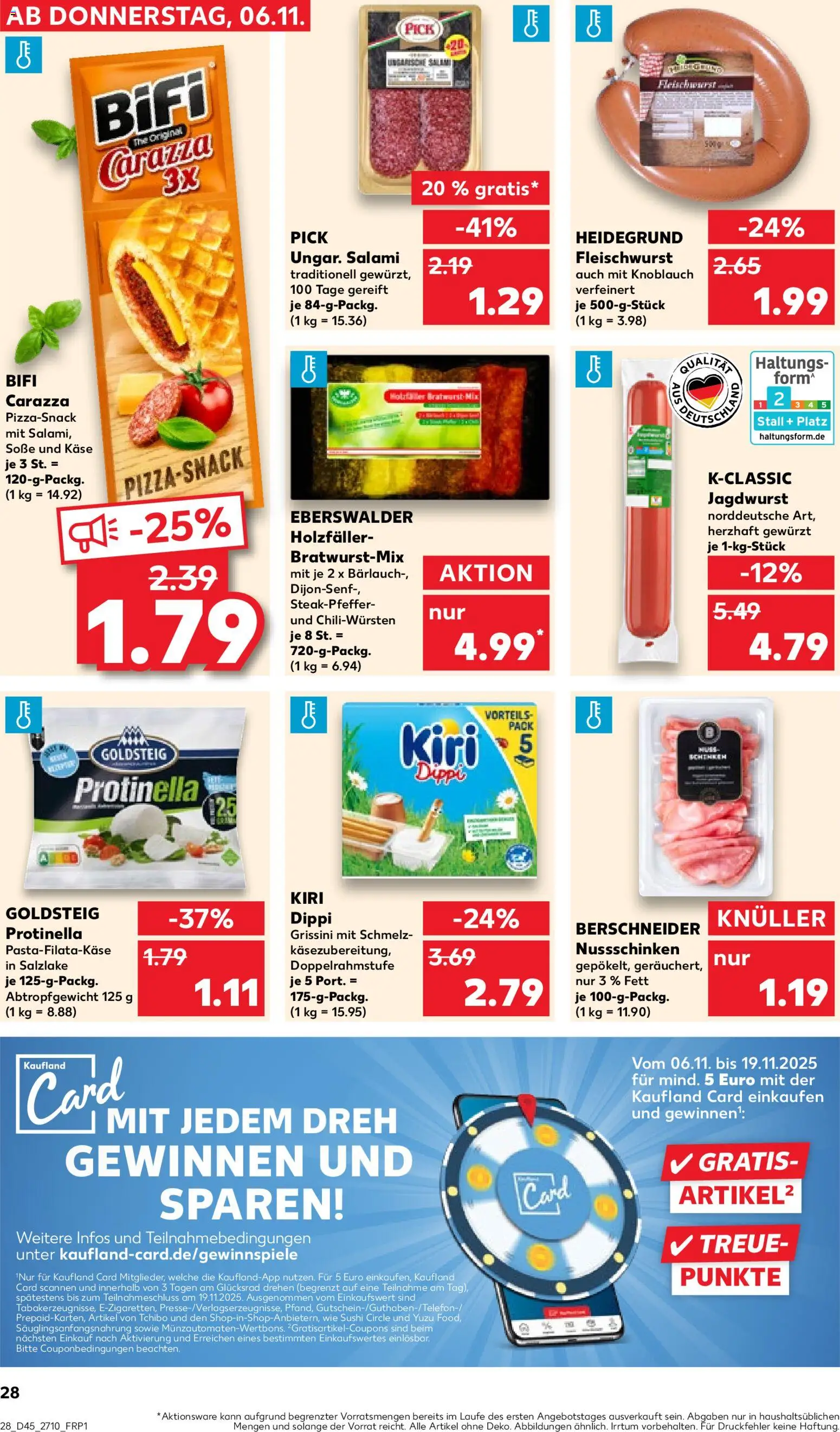 Kaufland prospekt Zeitz	 – gültig ab 06.11.2025 | Seite: 28 | Produkte: Käse, Bifi, Knoblauch, Pizza
