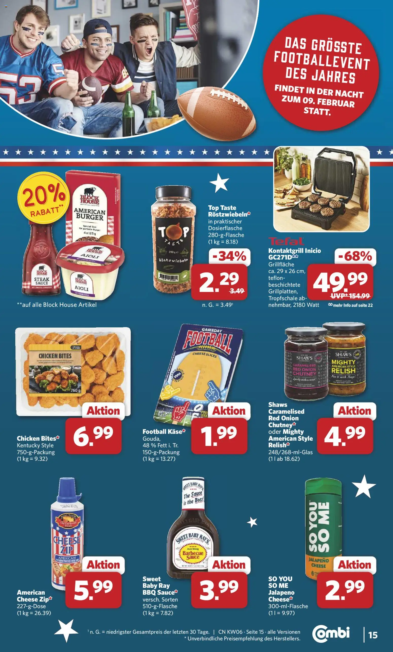 Combi Prospekt 	 – gültig ab 02.02.2026 | Seite: 15 | Produkte: Top, Burger, Football, Steak