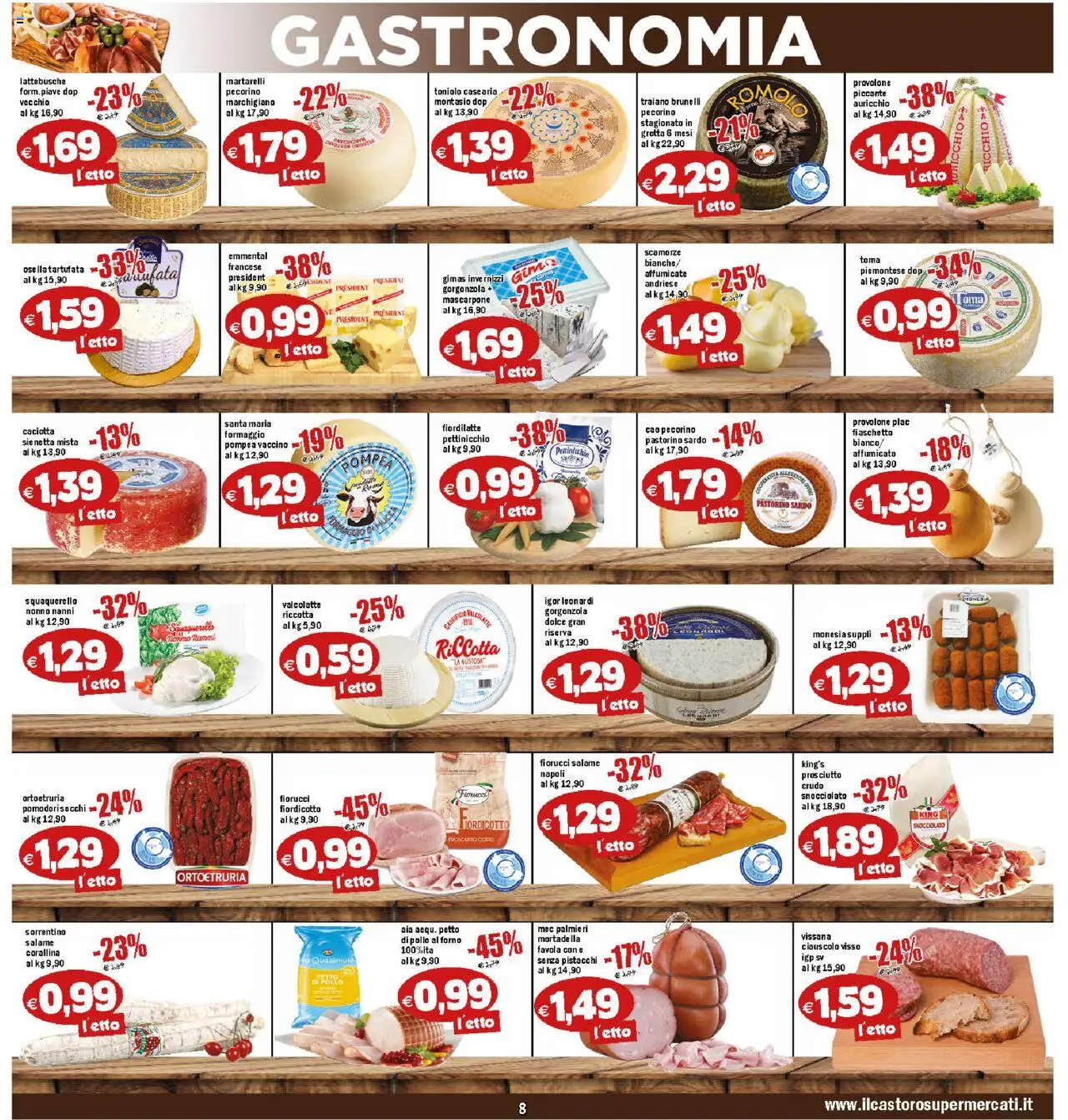 Volantino Il Castoro del 17.09.2025 | Pagina: 8 | Prodotti: Provolone, Salame, Pollo, Letto