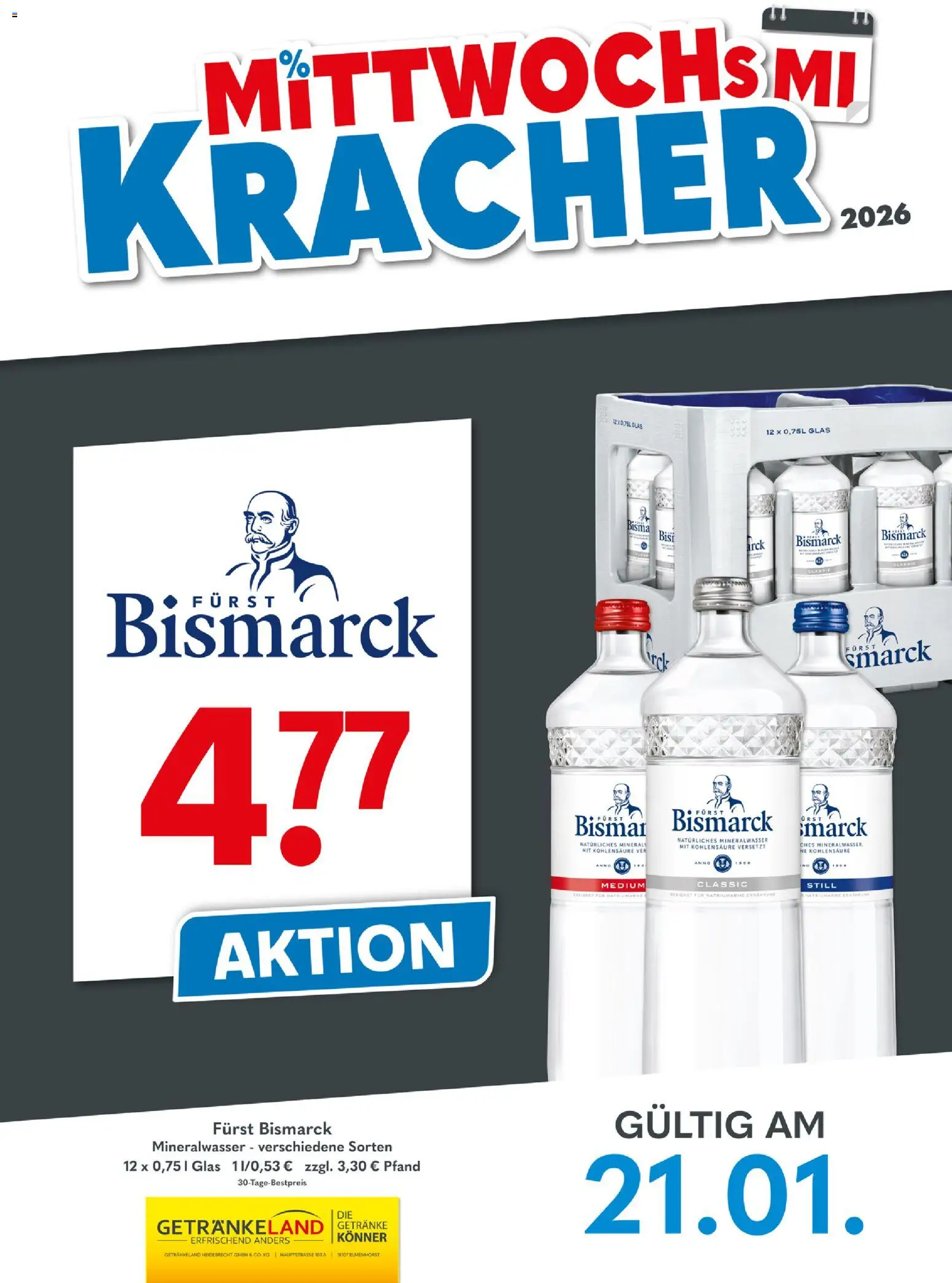 Getränkeland Mittwochs Kracher – gültig ab 21.01.2026 | Seite: 1 | Produkte: Mineralwasser