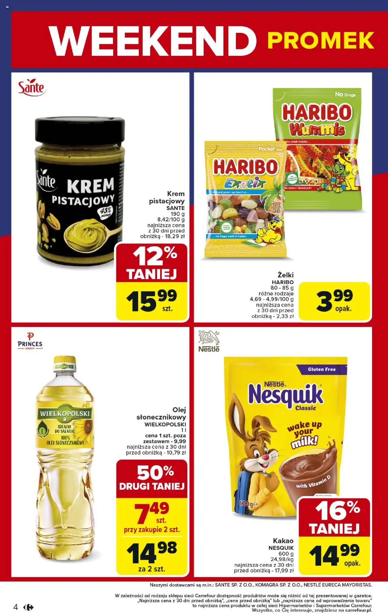 Carrefour Gazetka - Weekend promek już od środy od 18.06.2025 | Strona: 4 | Produkty: Żelki haribo, Olej słonecznikowy, Olej, Krem