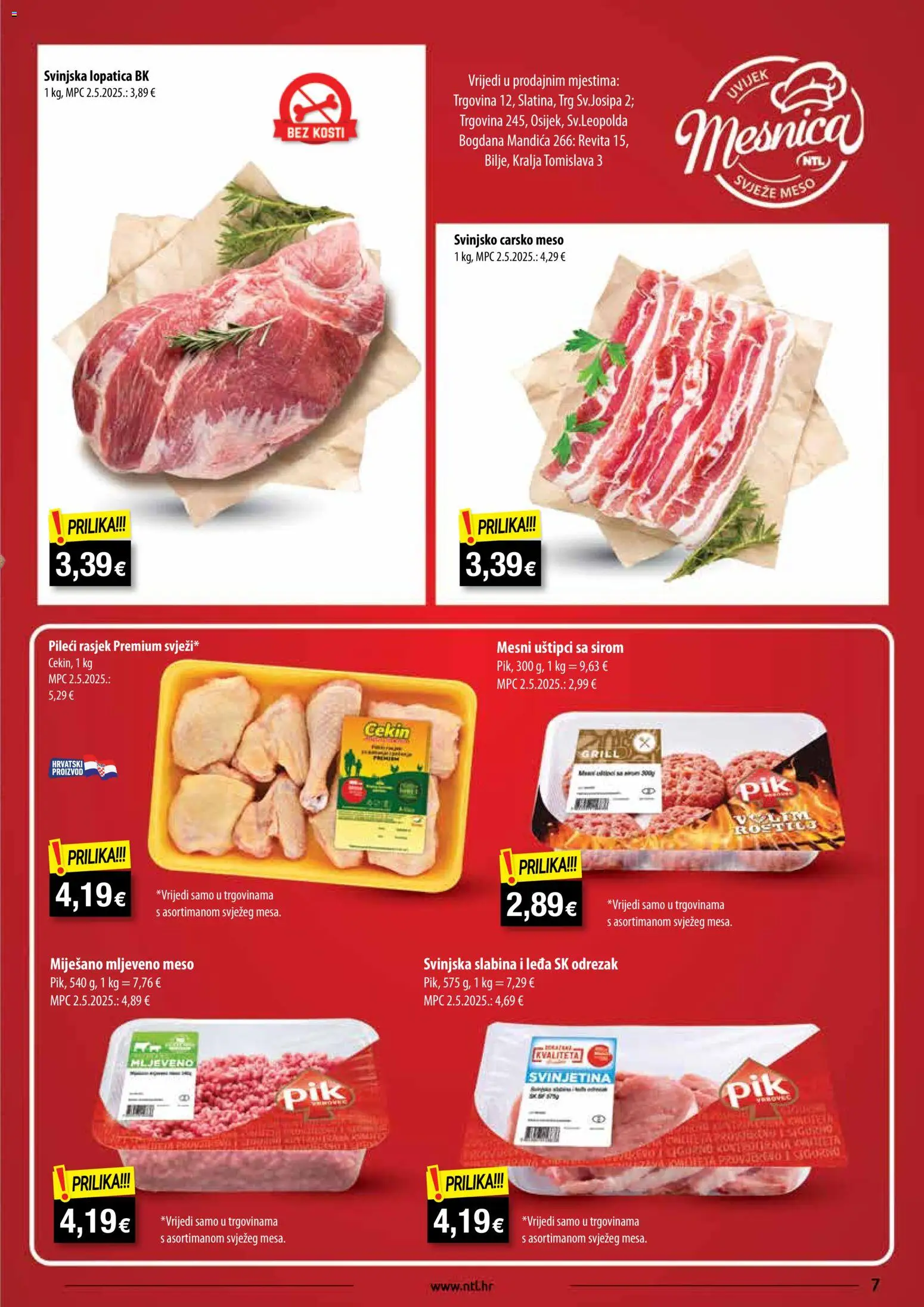 NTL katalog | vrijedi od 19.11.2025 | Stranica: 7 | Proizvodi: Carsko meso, Svinjska lopatica, Svinjetina, Lopatica
