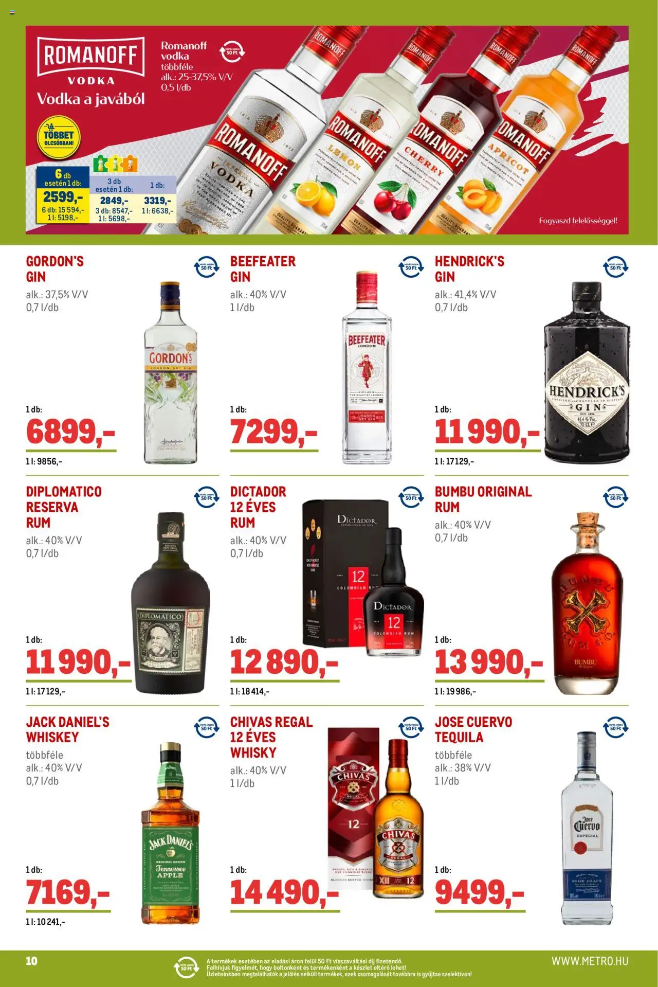 Metro akciós ujság - amely érvényes a következő dátumtól: 01.06.2025 | Oldal: 10 | Termékek: Tequila, Rum, Gin, Whisky