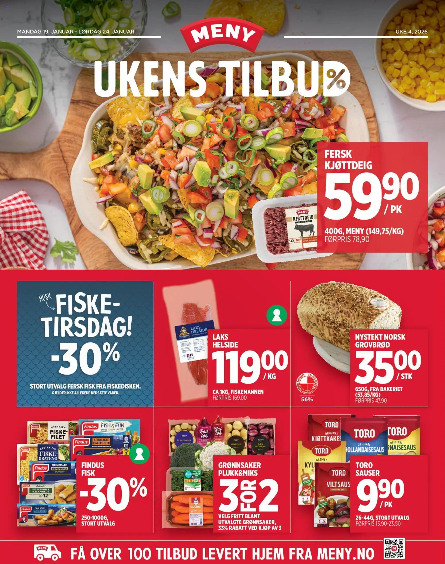 {H1} | Side: 1 | Produkter: Fisk, Pizzadej, Piedestal, Gulrot