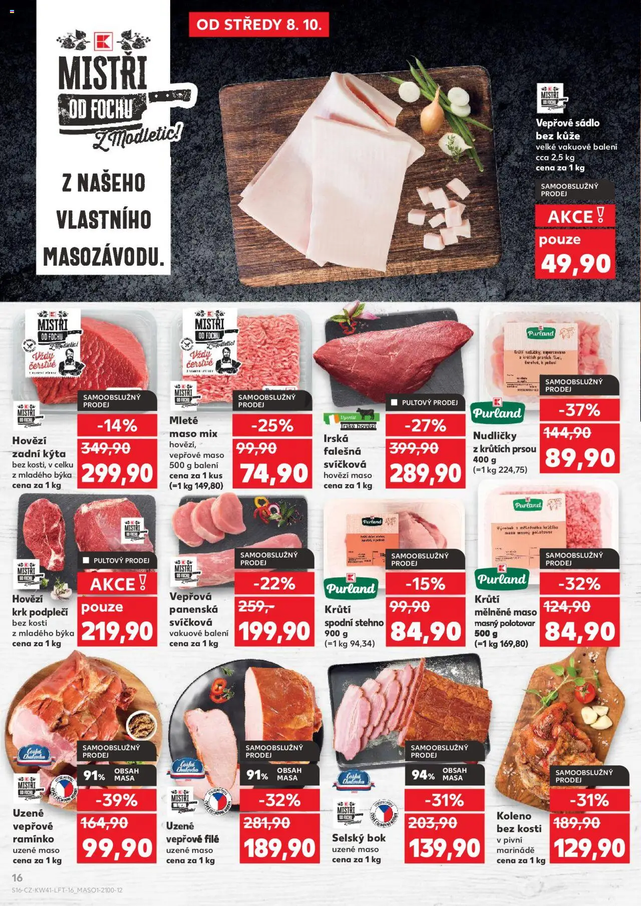 Kaufland leták - Liberec od 08.10.2025 | Strana: 16 | Produkty: Uzené maso, Hovězí maso, Uzené vepřové ramínko, File