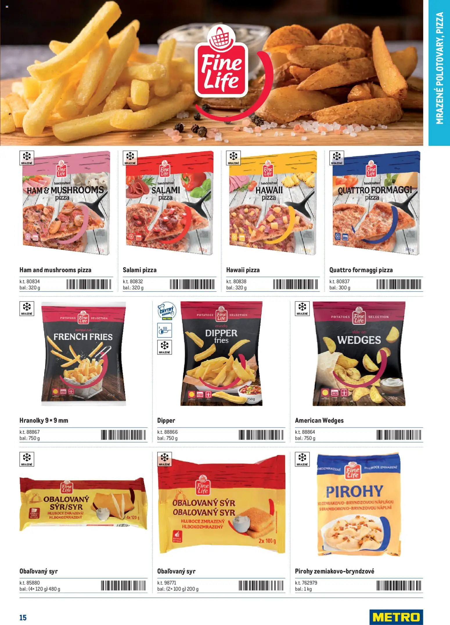 Nové Metro akcie – leták je platný od 05.12.2025 | Strana: 15 | Produkty: Syr, Pirohy, Pizza