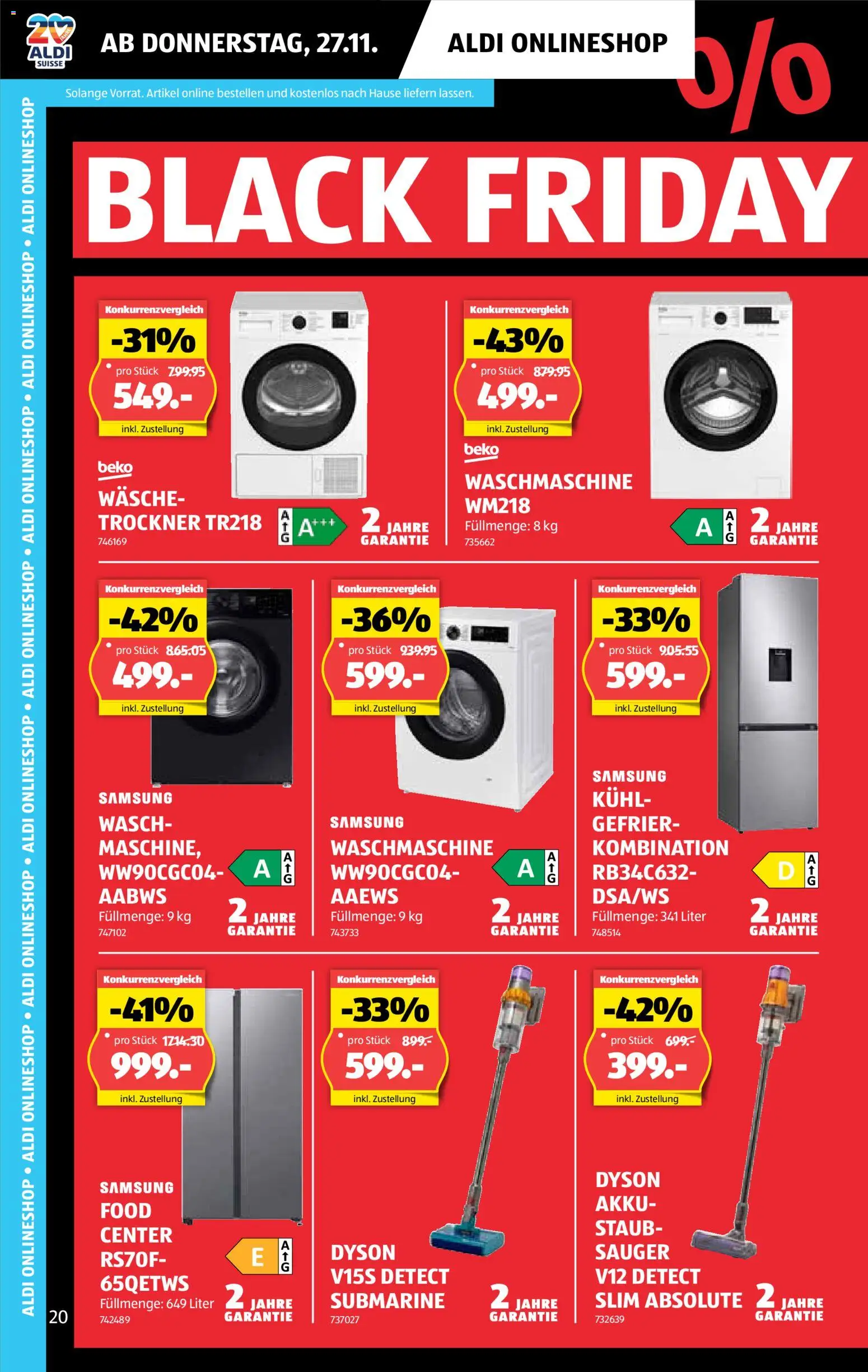 Aldi - Black Friday – gültig ab 27.11.2025 | Seite: 21 | Produkte: Samsung, Waschmaschine, Trockner, Dyson