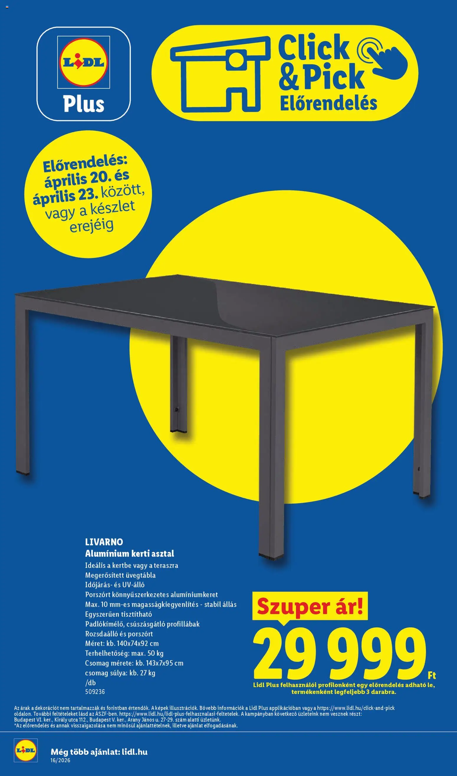 Lidl akciós ujság - amely érvényes a következő dátumtól: 16.04.2026 | Oldal: 14 | Termékek: Pick, Kerti asztal, Asztal