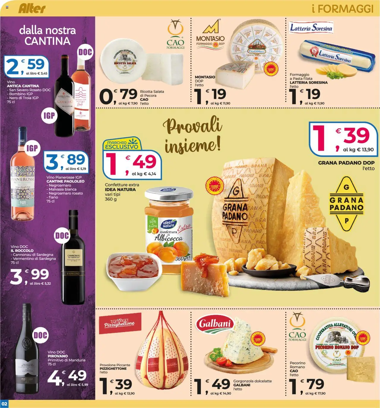 Volantino Alter Discount del 08.08.2025 | Pagina: 2 | Prodotti: Frutta, Vino, Pasta, Pecorino Romano