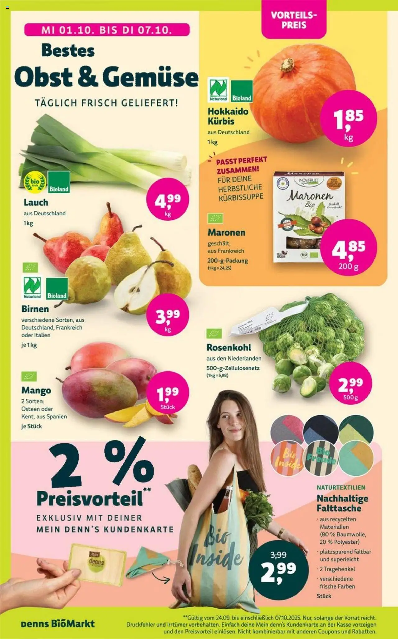 Denns BioMarkt Angebote – gültig ab 24.09.2025 | Seite: 2 | Produkte: Gemüse, Obst, Mango, Kürbis