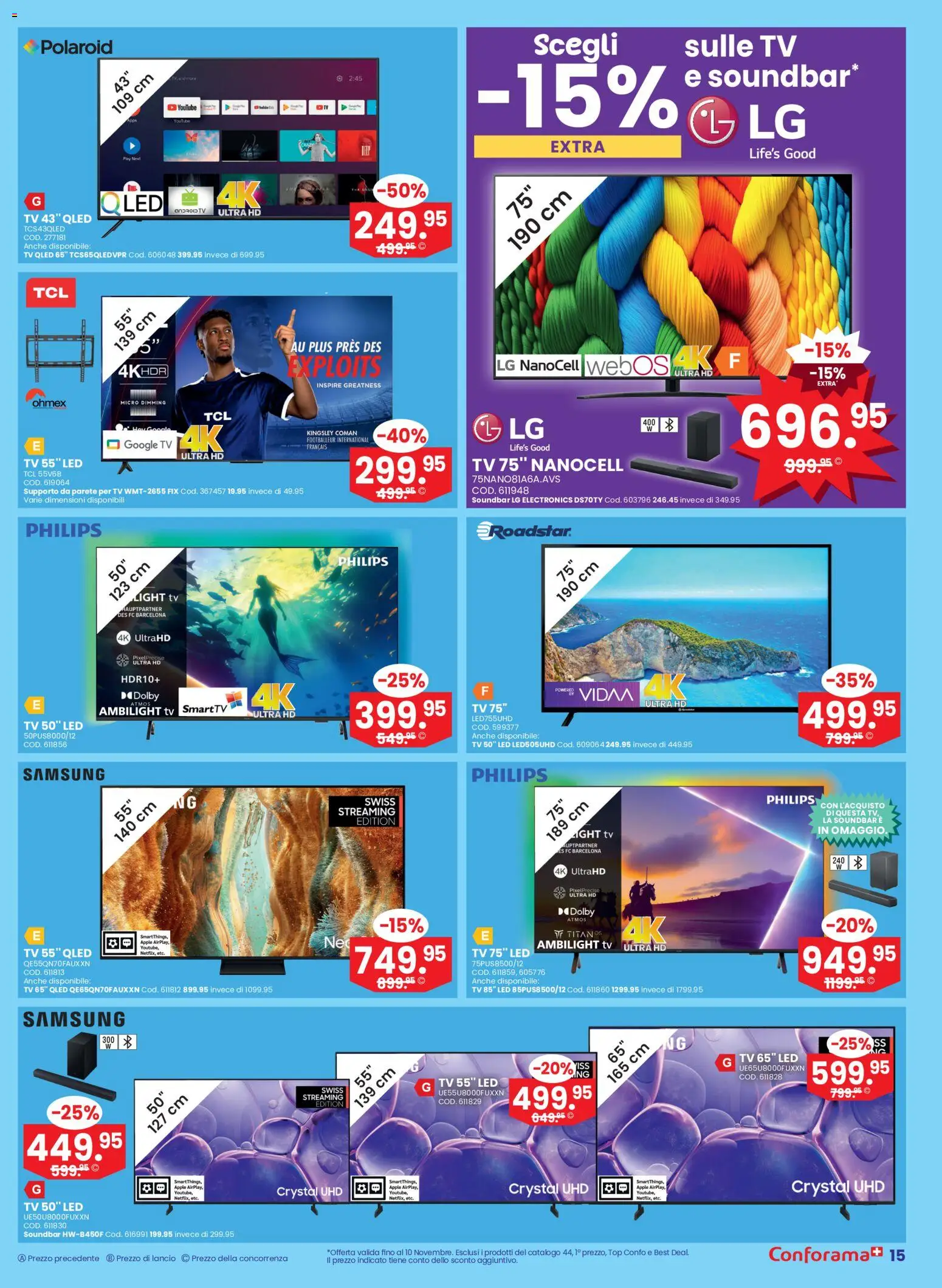 Conforama Aktionen Singles IT – gültig ab 05.11.2025 | Seite: 15 | Produkte: Soundbar, Top, LG, Philips