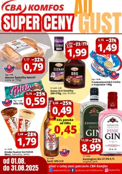 CBA Komfos Super ceny - náhľad platný od 01.08.2025