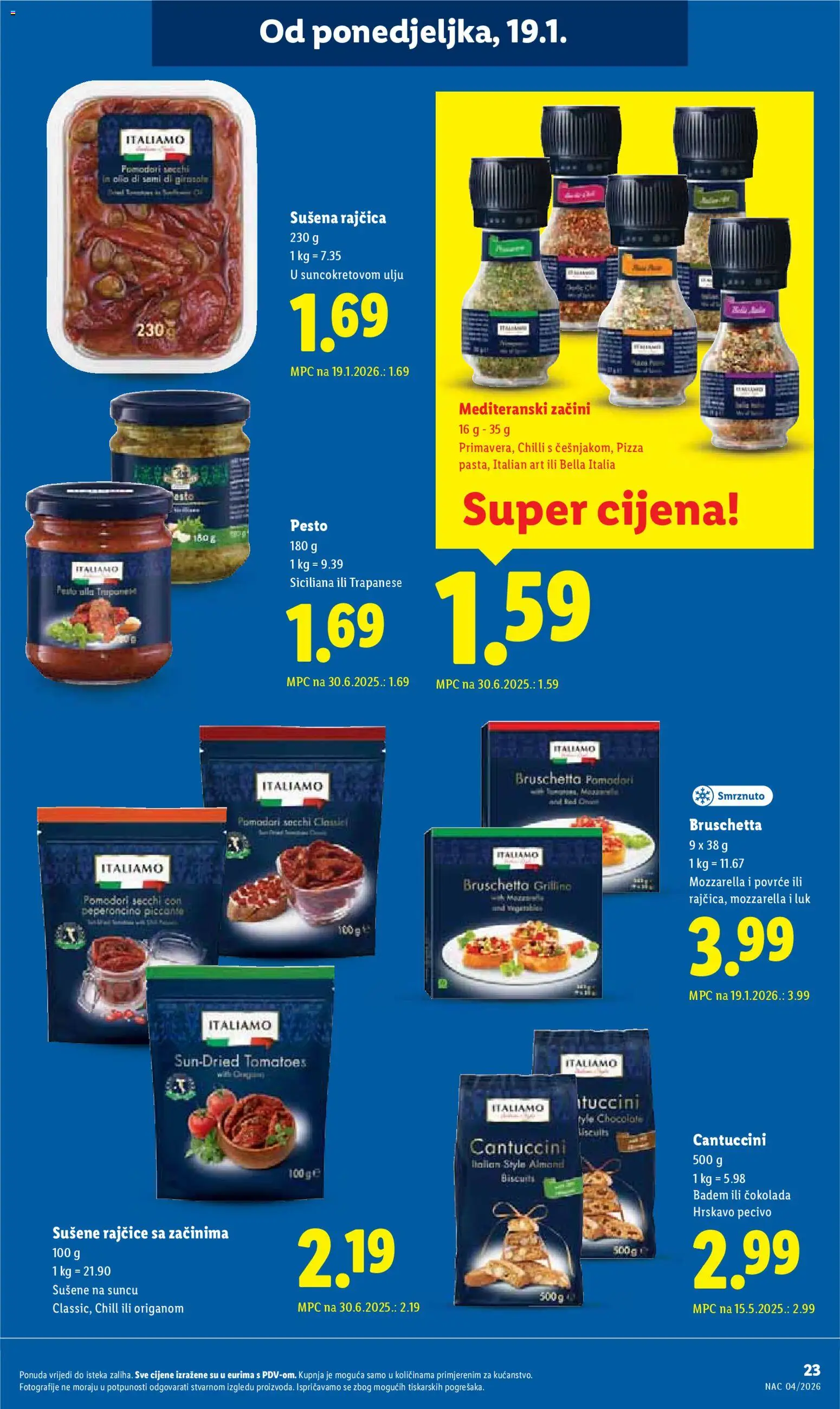 Lidl katalog | vrijedi od 19.01.2026 | Stranica: 23 | Proizvodi: Pizza, Luk, Povrće, Badem