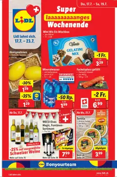 Lidl Aktionen ab 17.07.2025 | Seite: 1 | Produkte: Mineralwasser, Eis, Top