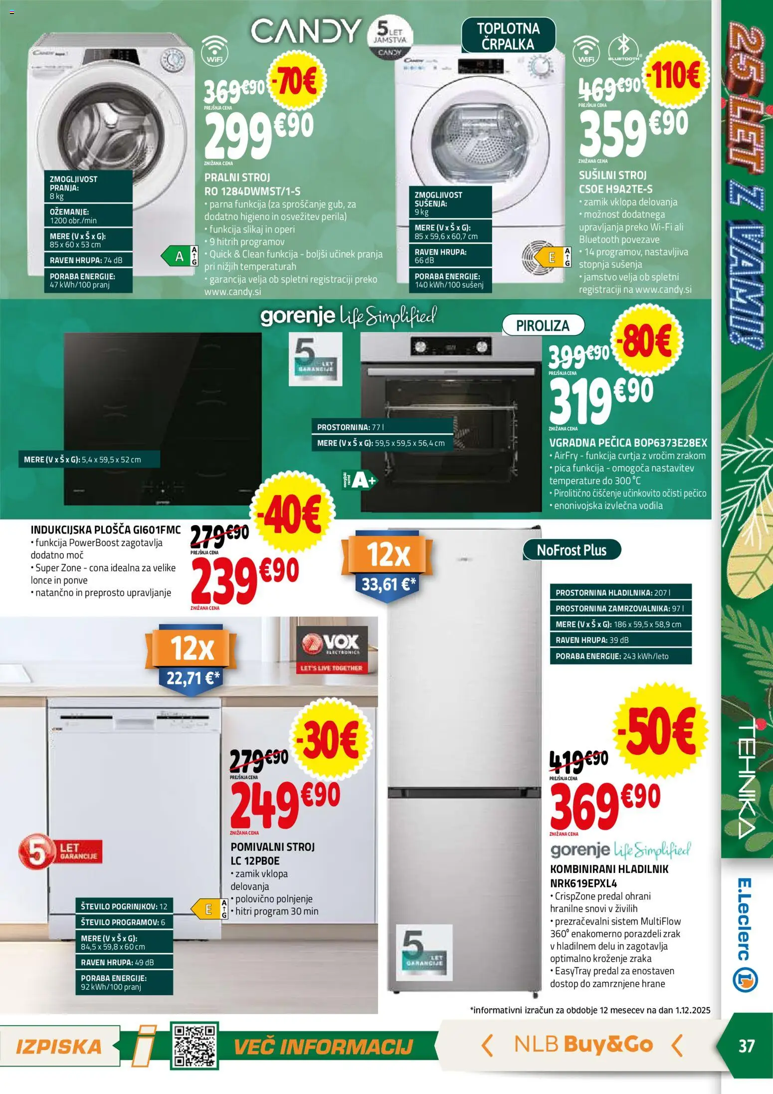 Novi E.leclerc katalog ponudbe – veljaven od 10.12.2025 | Stran: 37 | Izdelki: Črpalka, Pralni stroj, Susilni stroj, Vgradna pečica