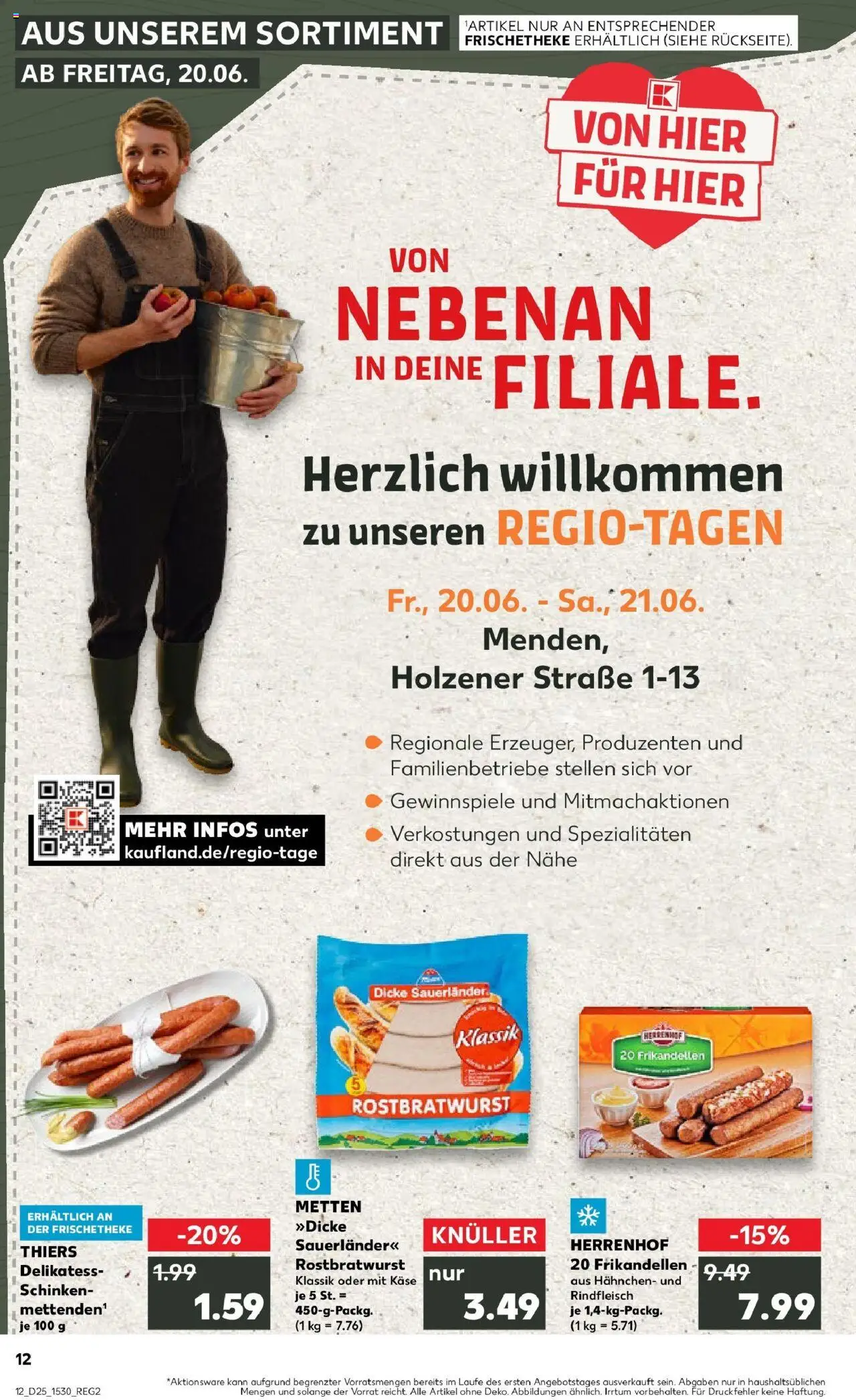 Kaufland prospekt Menden (Sauerland)	 - gültig ab dem 18.06.2025 | Seite: 12 | Produkte: Hahnchen, Käse, Schinken, Rindfleisch
