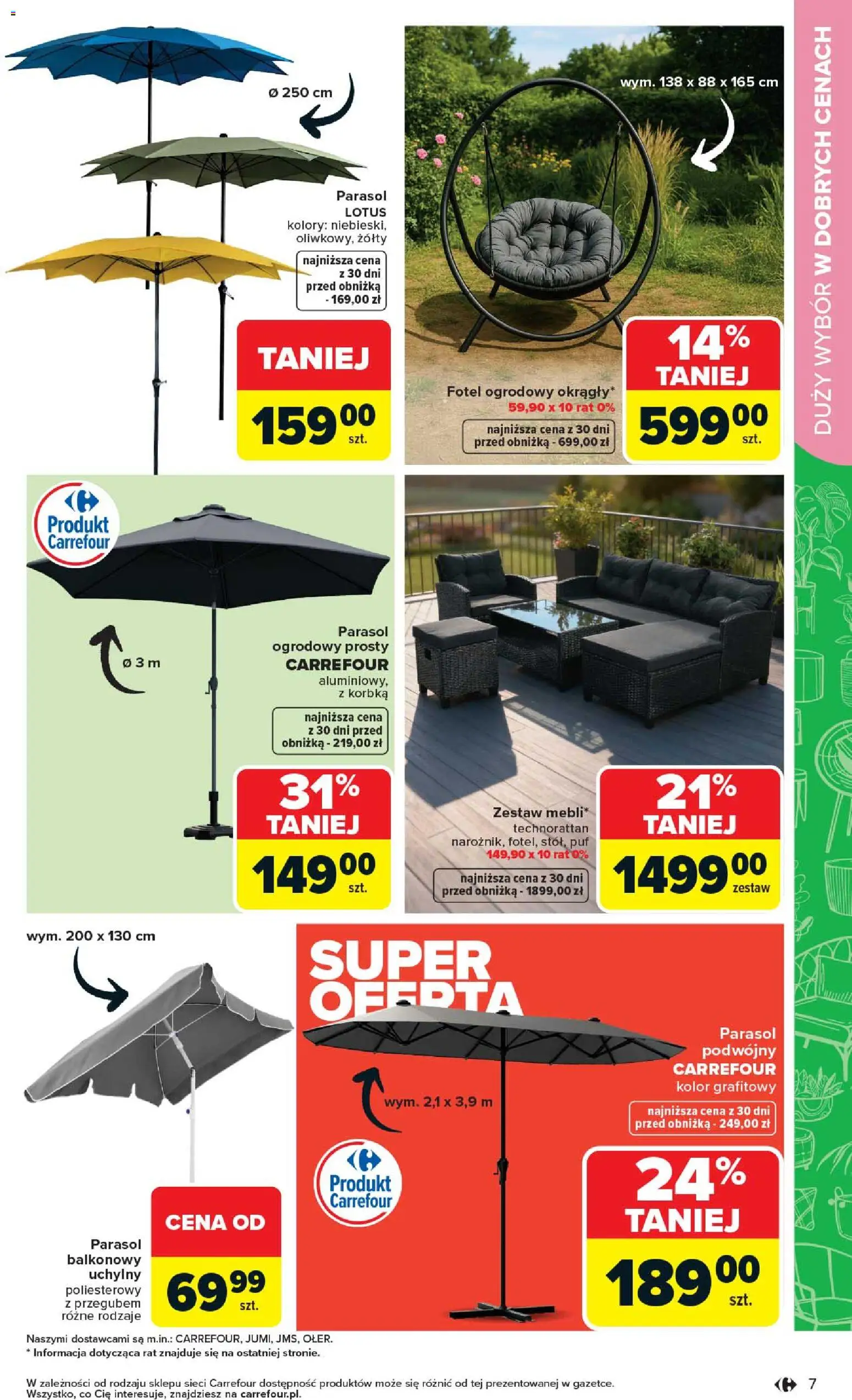 Carrefour gazetka - Łap super okazje od 27.04.2026 | Strona: 7 | Produkty: Fotel ogrodowy, Parasol, Fotel