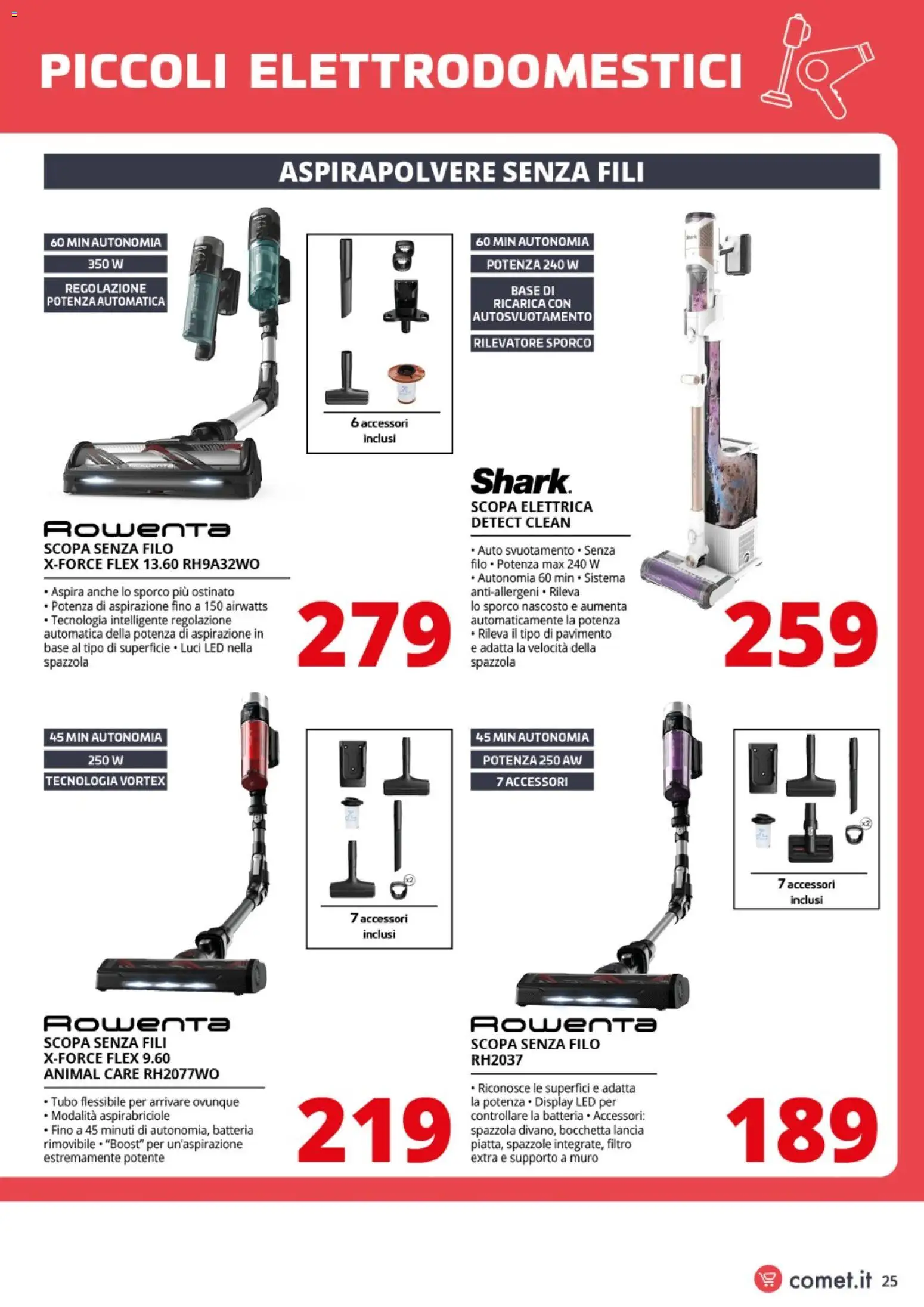 Volantino Comet del 20.03.2026 | Pagina: 25 | Prodotti: Aspirapolvere senza fili, Pavimento, Scopa, Aspirapolvere