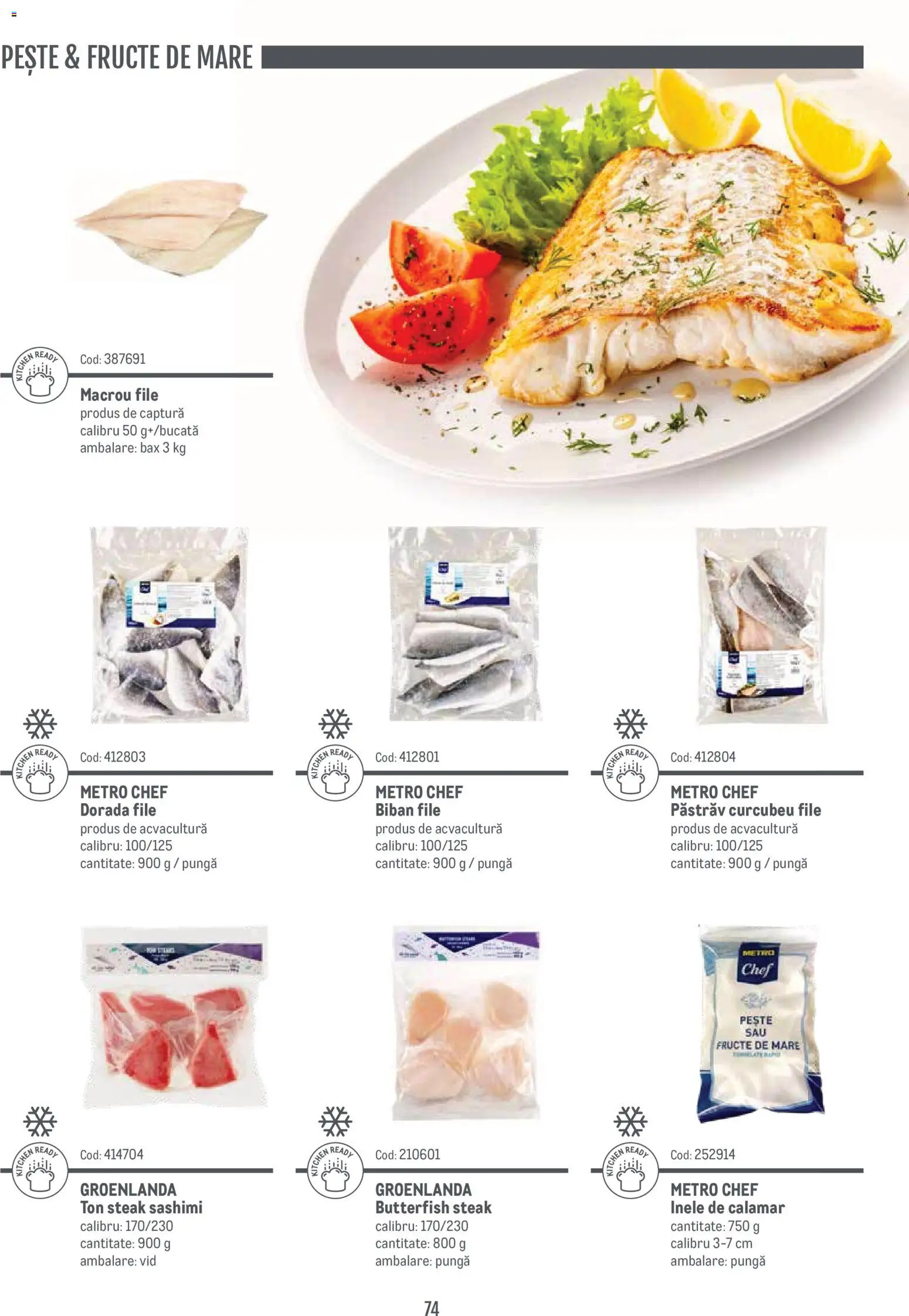 Noul catalog Metro – valabil de la 14.11.2024 | Pagină: 74 | Produse: Pungă, Pește, Fructe, Fructe De Mare