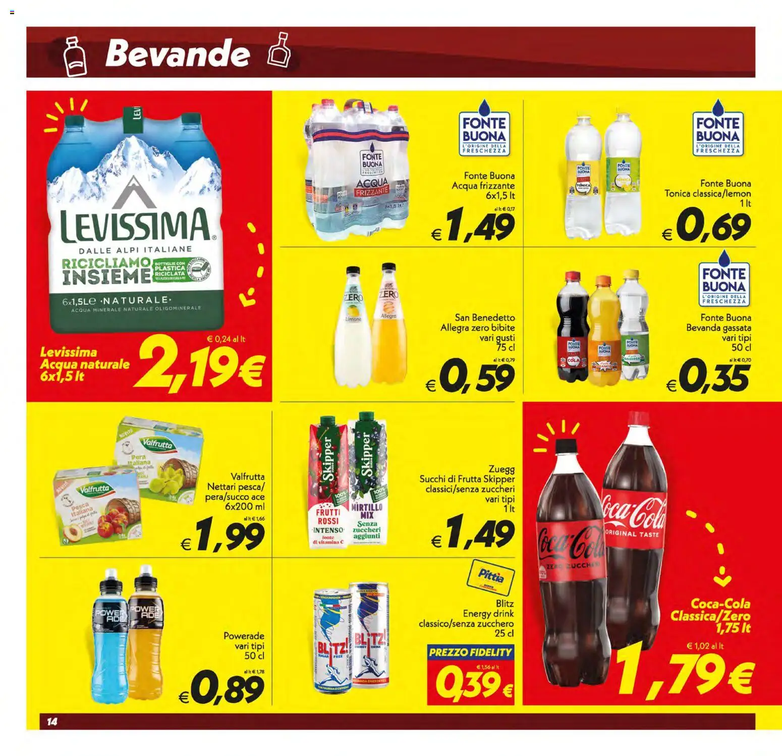 Volantino SuperConveniente del 05.01.2026 | Pagina: 14 | Prodotti: Acqua, Frutta, Limone, Pesca