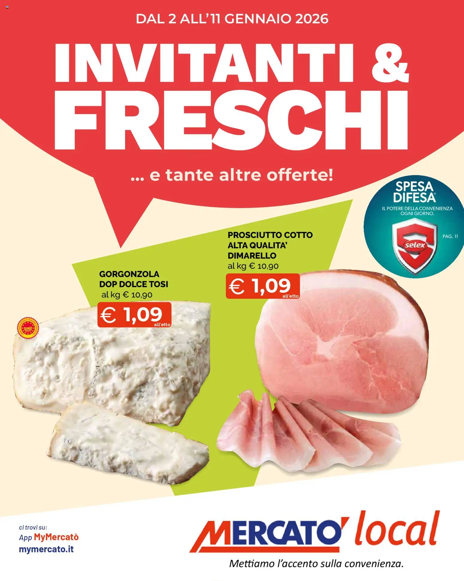 Volantino Mercatò del 02.01.2026 | Pagina: 1 | Prodotti: Prosciutto Cotto, Prosciutto, Gorgonzola