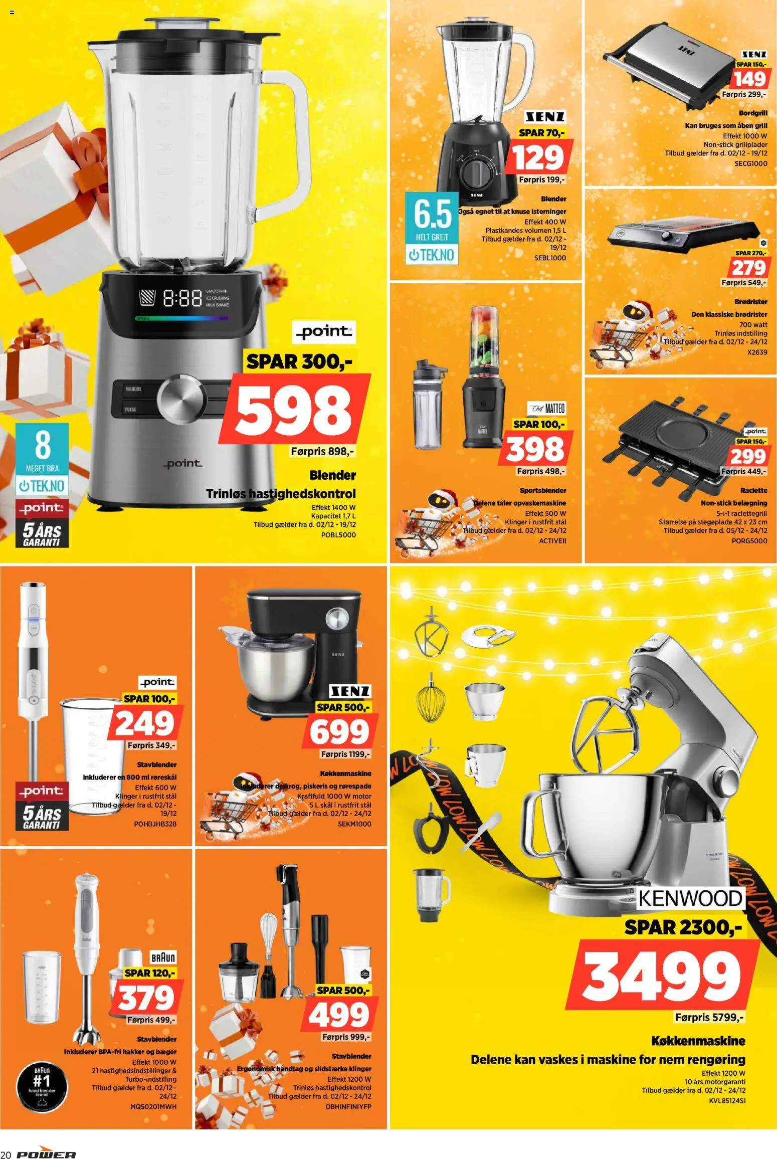 Power tilbudsavis – gyldig fra 02.12.2025 | Side: 20 | Produkter: Brødrister, Smoothie, Opvaskemaskine, Piskeris