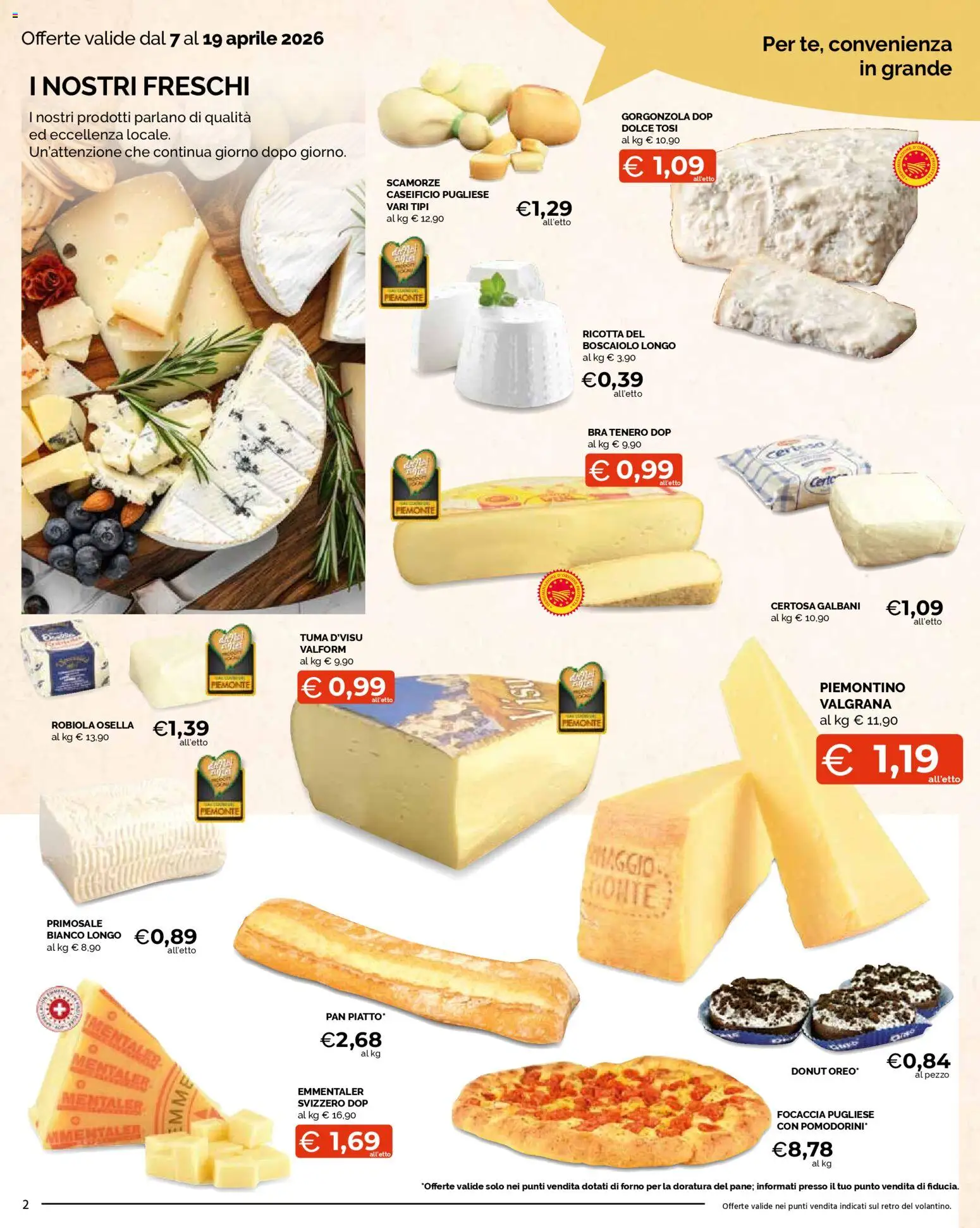 Volantino Mercatò del 07.04.2026 | Pagina: 2 | Prodotti: Focaccia, Ricotta, Forno, Robiola