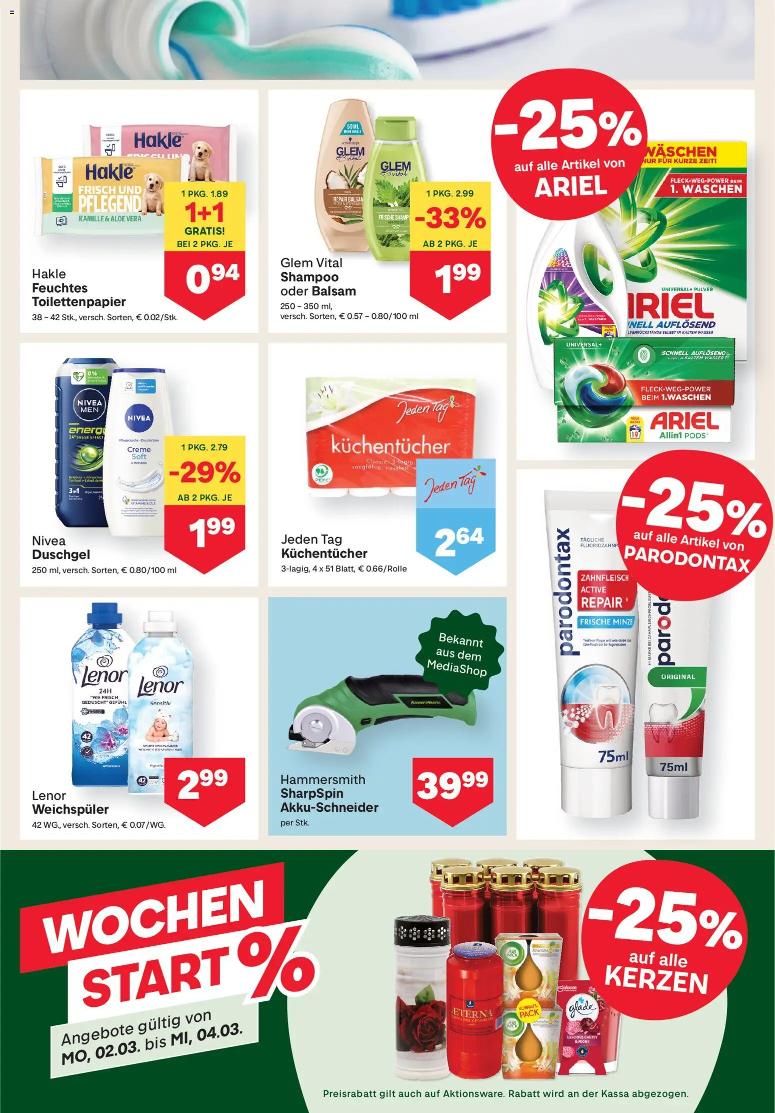 MPREIS Flugblatt gültig ab 26.02.2026 | Seite: 11 | Produkte: Wasser, Creme, Duschgel, Weichspüler
