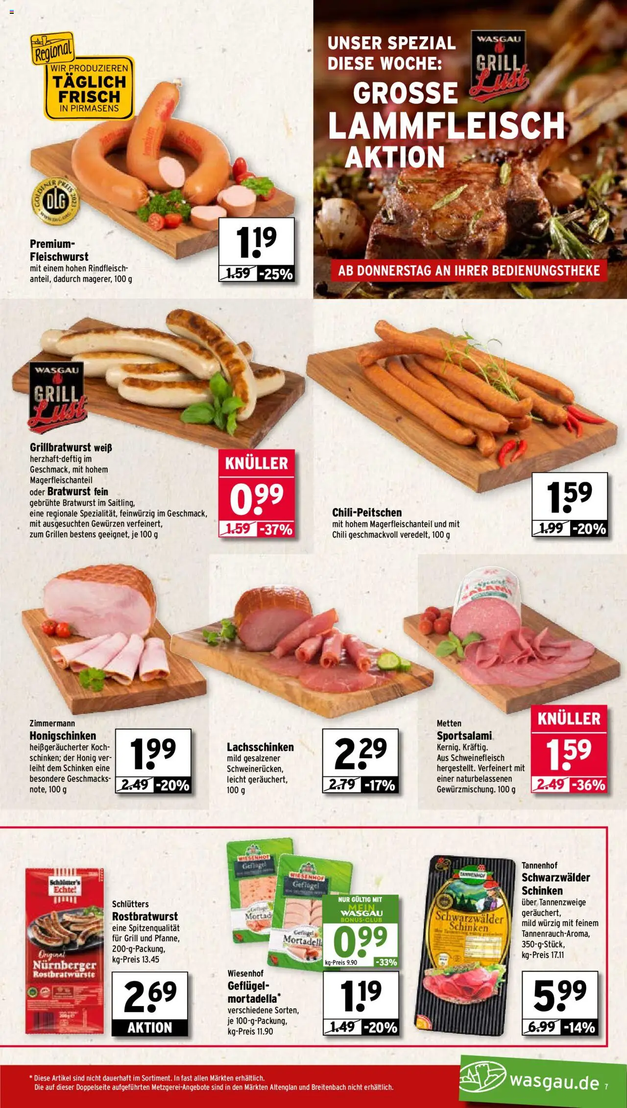 Wasgau Prospekt 	 - gültig ab dem 28.07.2025 | Seite: 7 | Produkte: Grill, Bratwurst, Chili, Schweinefleisch