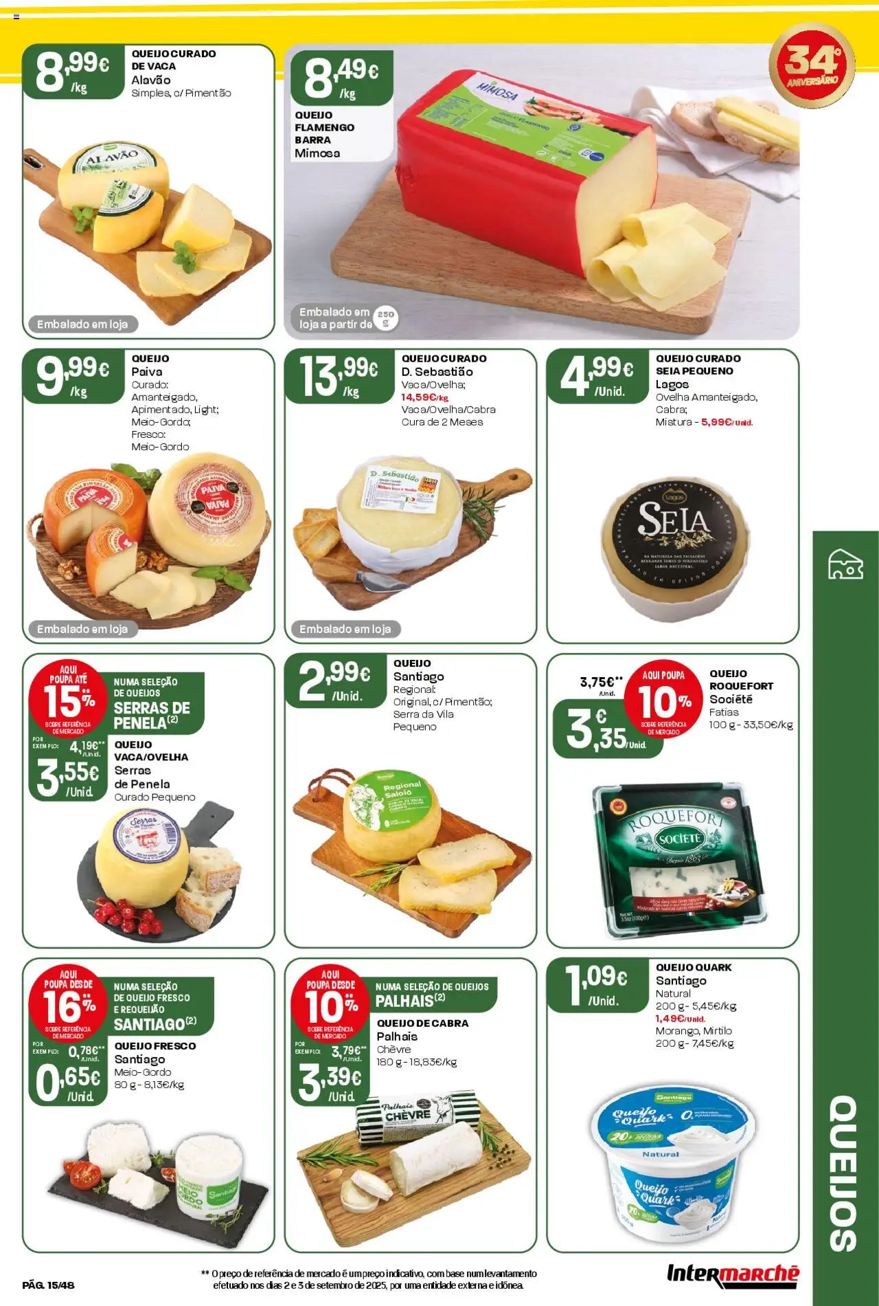 Intermarché folheto │ válido de 09.10.2025 | Página: 15 | Produtos: Pimentão, Base, Queijo, Requeijão