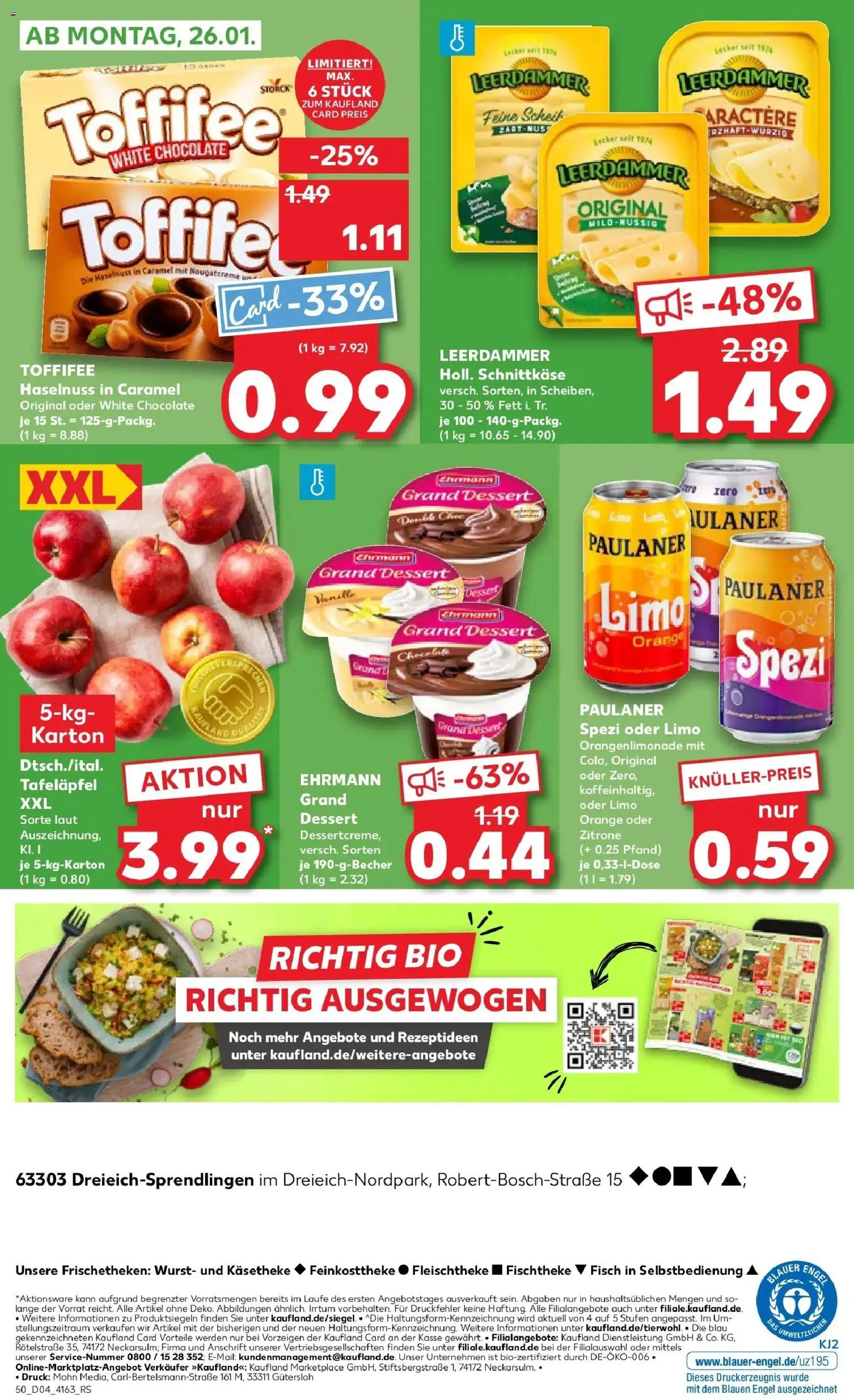 Kaufland prospekt Dreieich	 – gültig ab 22.01.2026 | Seite: 50 | Produkte: Ehrmann grand dessert, Zitrone, Wurst, Toffifee