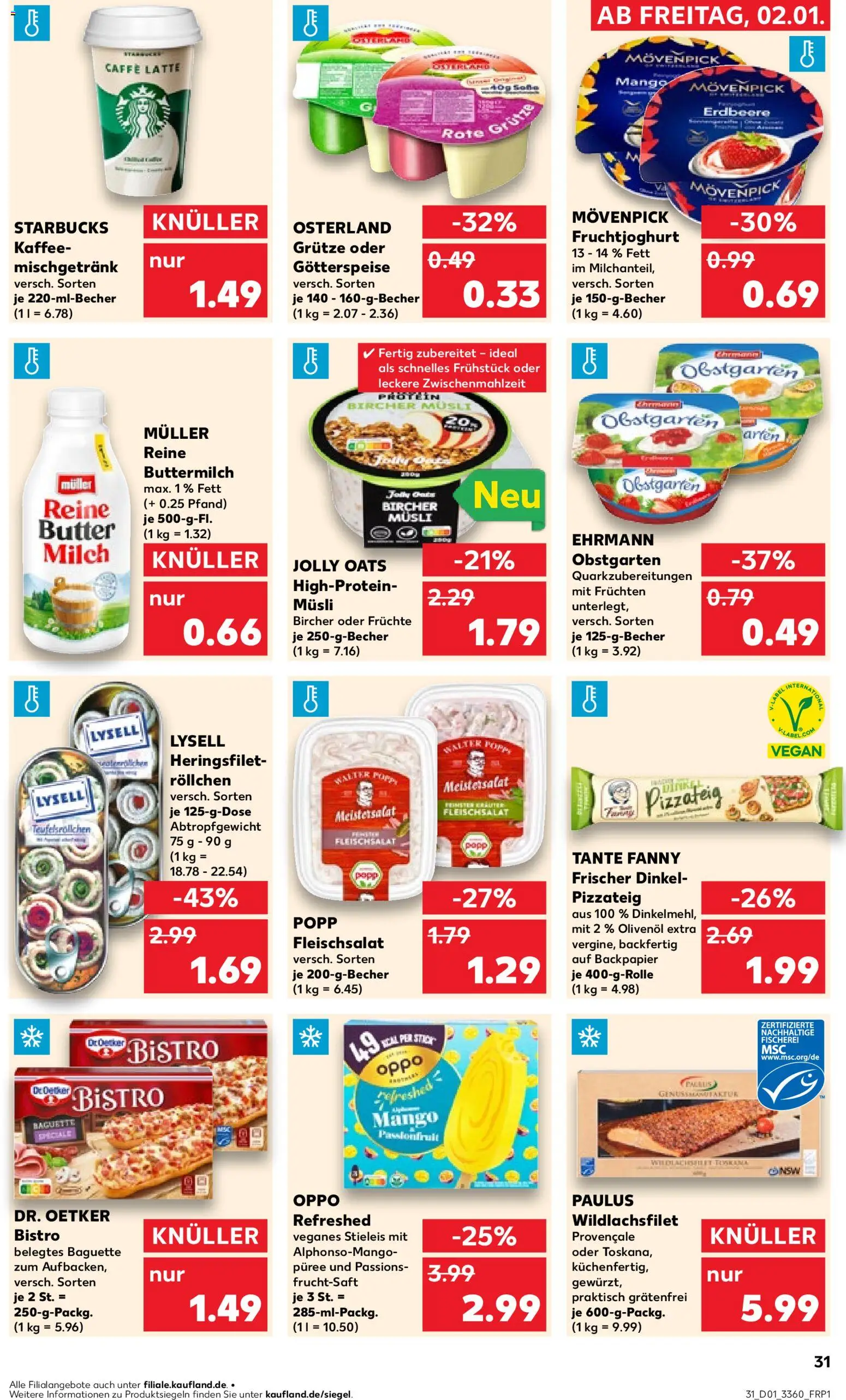 Kaufland prospekt Frankfurt (Oder)	 – gültig ab 02.01.2026 | Seite: 31 | Produkte: Starbucks, Fruchtjoghurt, Mango, Pizza