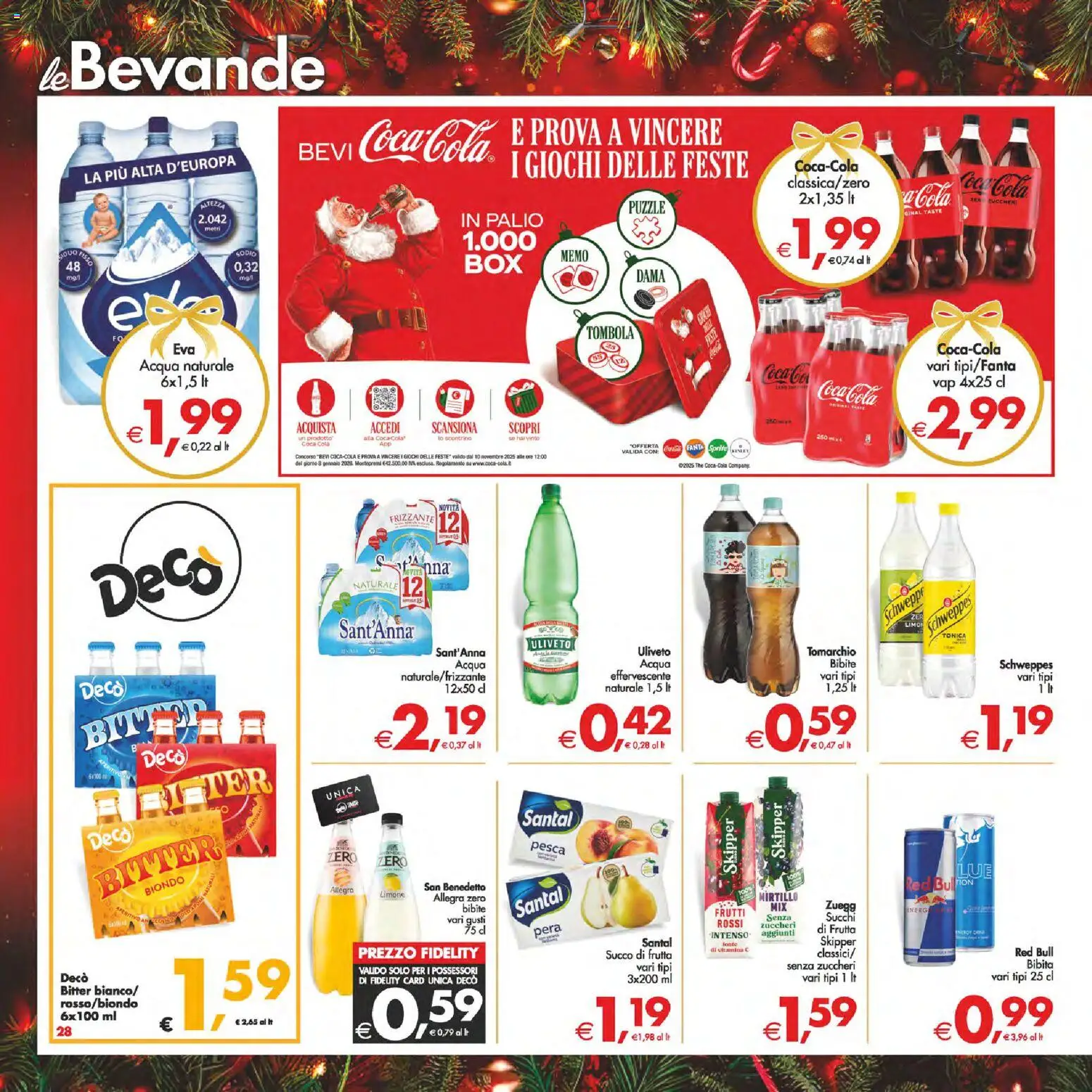 Volantino Decò del 16.12.2025 | Pagina: 28 | Prodotti: Acqua, Pesca, Bibite, Red Bull