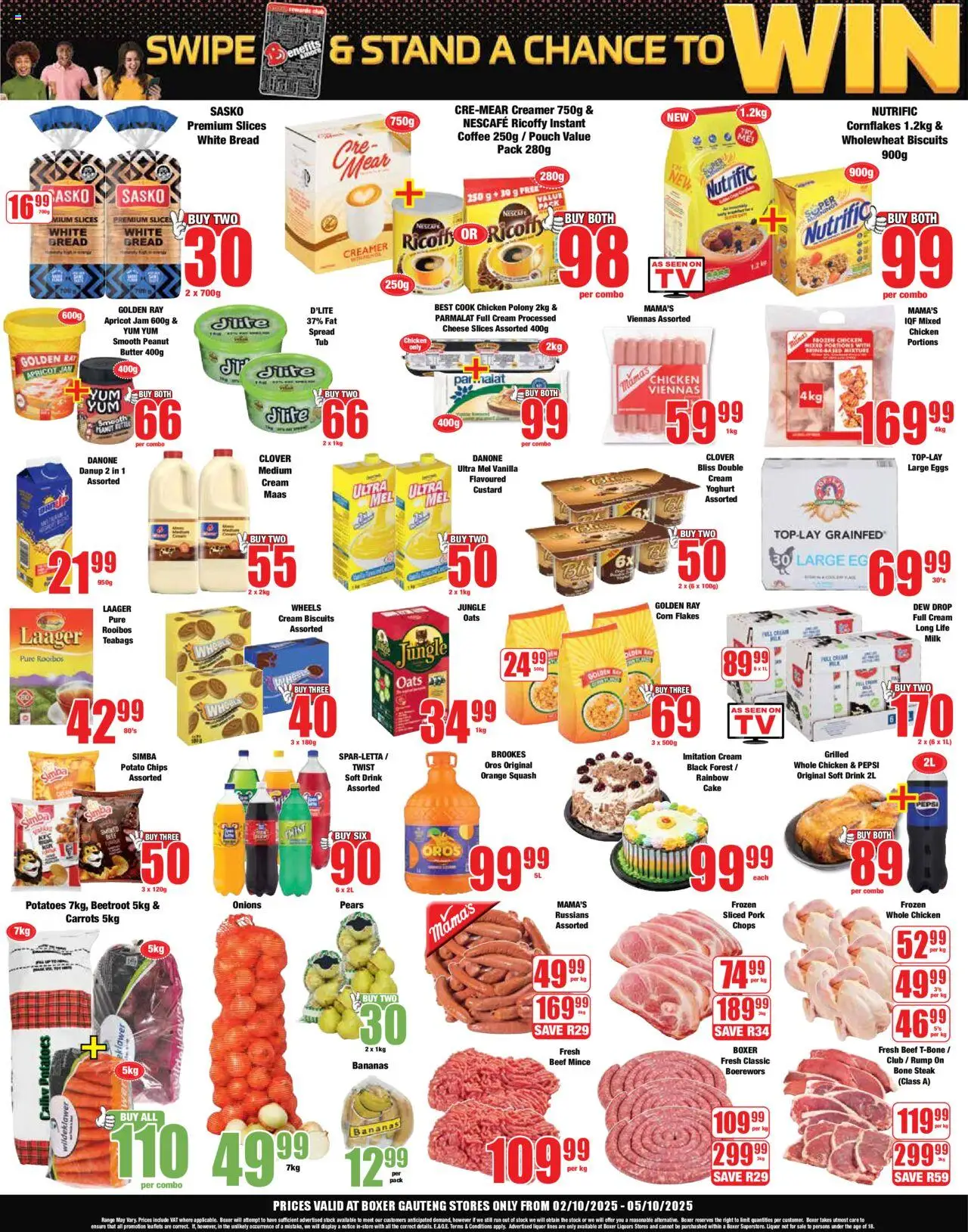 New Boxer catalogue – valid from 02.10.2025 | Page: 2 | Products: Milk, Polony, Pork, Potatoes