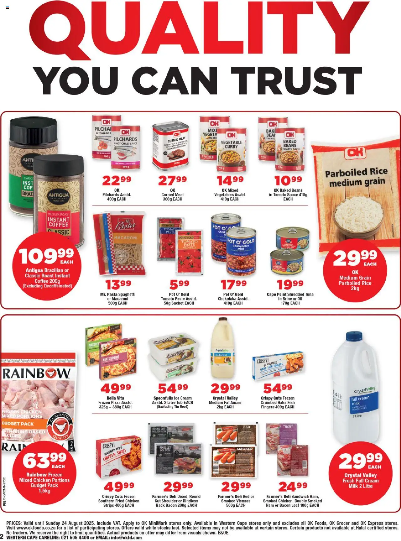 OK Foods Western Cape - OK MiniMark │ valid from 13.08.2025 | Page: 2 | Products: Corned meat, Milk, Oil, Sauce