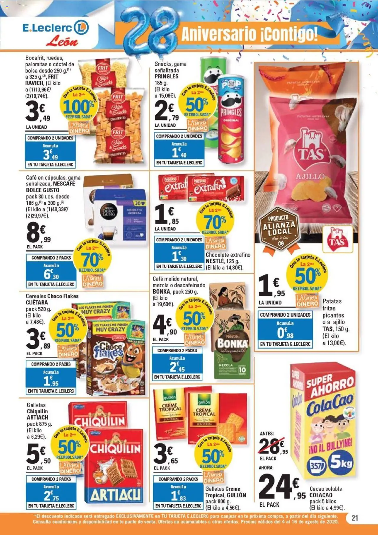 E.Leclerc folleto │ válido desde el 04.08.2025 | Página: 21 | Productos: Chocolate, Café molido, Bolsa, Cacao soluble