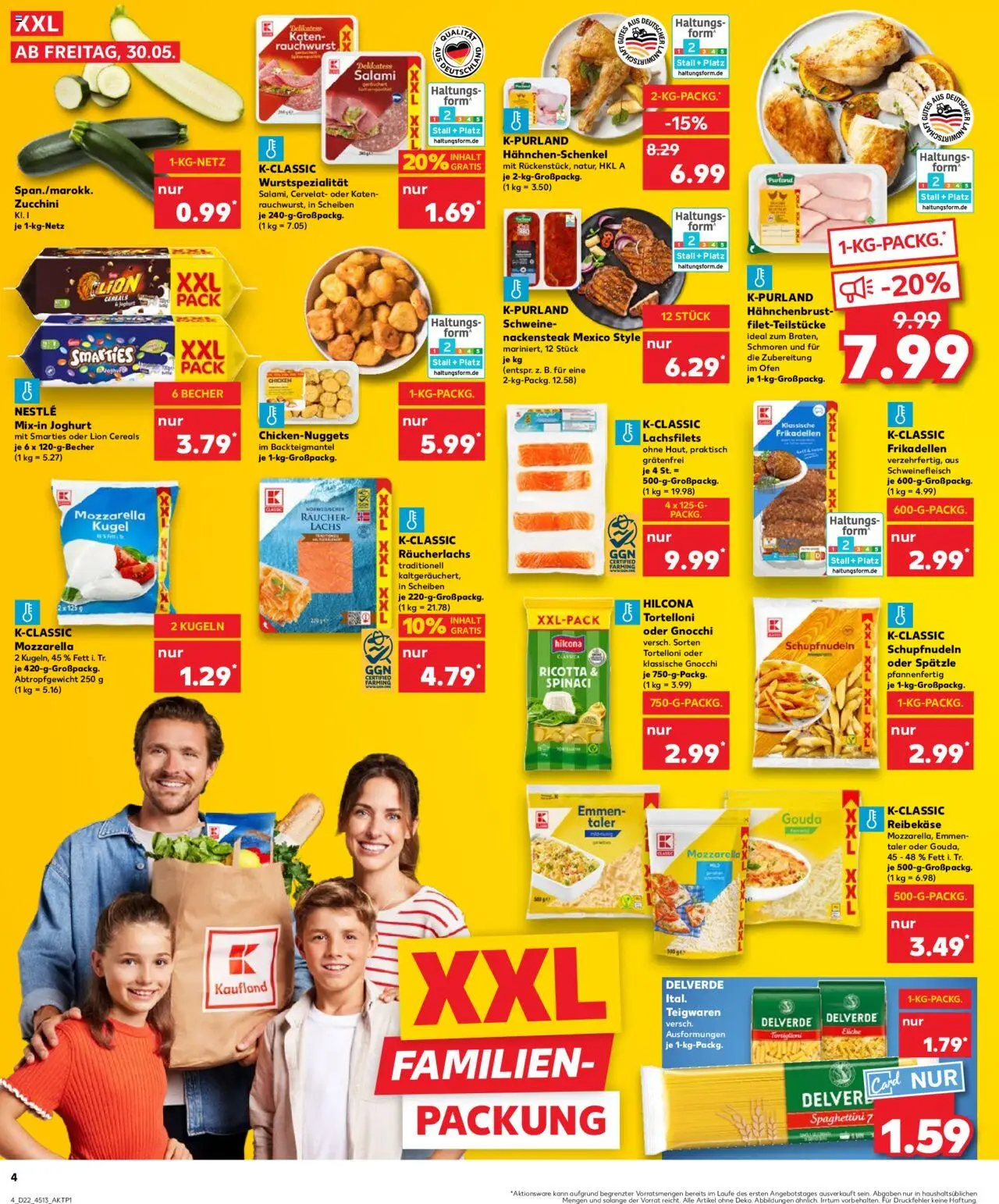 Kaufland Prospekt 	 - gültig ab dem 30.05.2025 | Seite: 4 | Produkte: Joghurt, Räucherlachs, Pasta, Reibekase