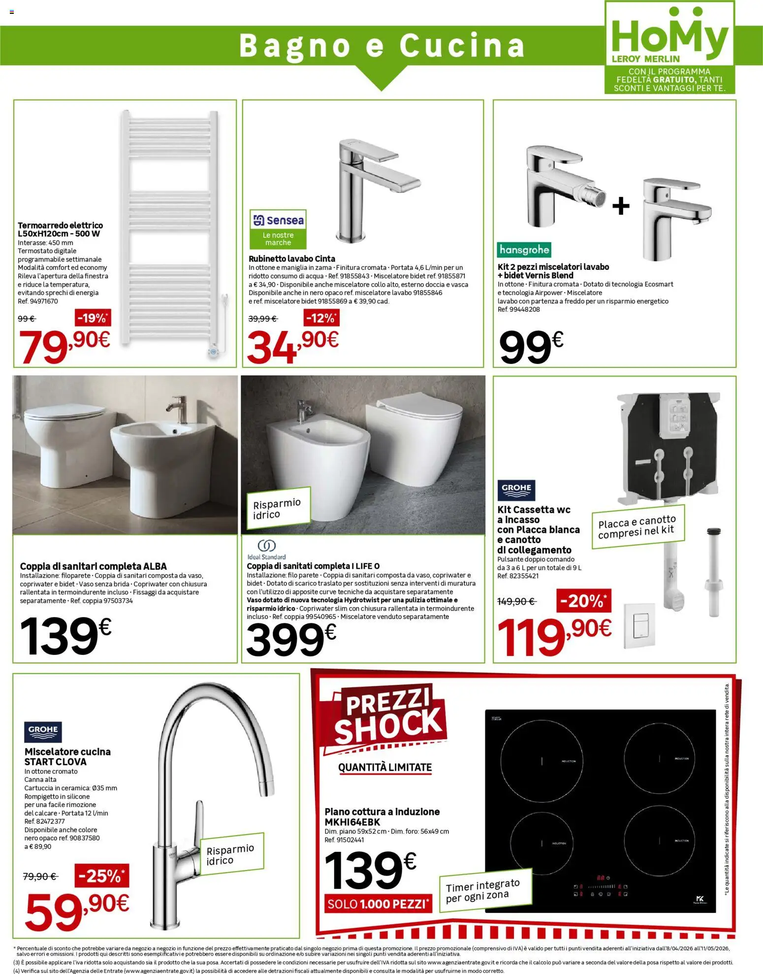 Volantino Leroy Merlin del 08.04.2026 | Pagina: 15 | Prodotti: Piano cottura, Silicone, Bagno, Vaso