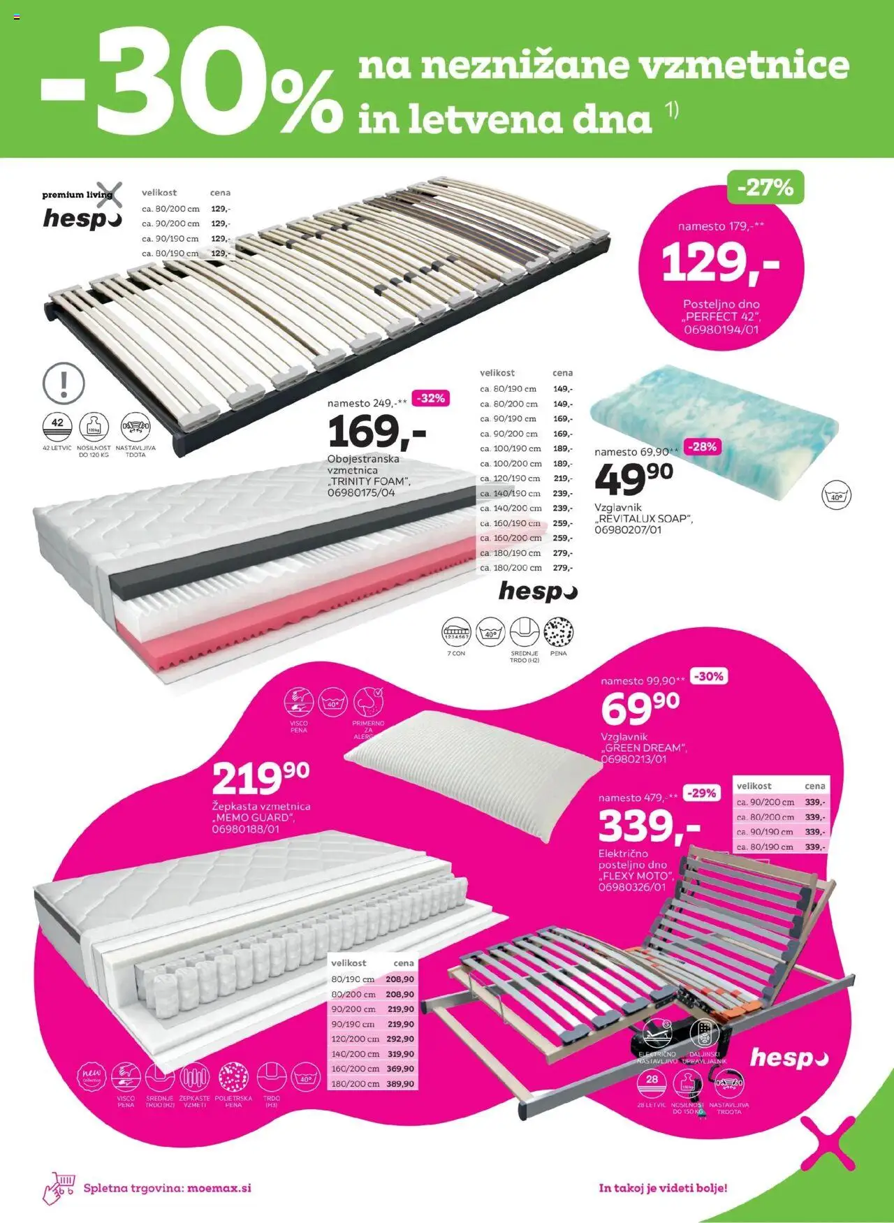 Mömax katalog -30% na neznižane vzmetnice in letvena dna │ velja od 18.08.2025 | Stran: 5 | Izdelki: Vzglavnik, Vzmetnica