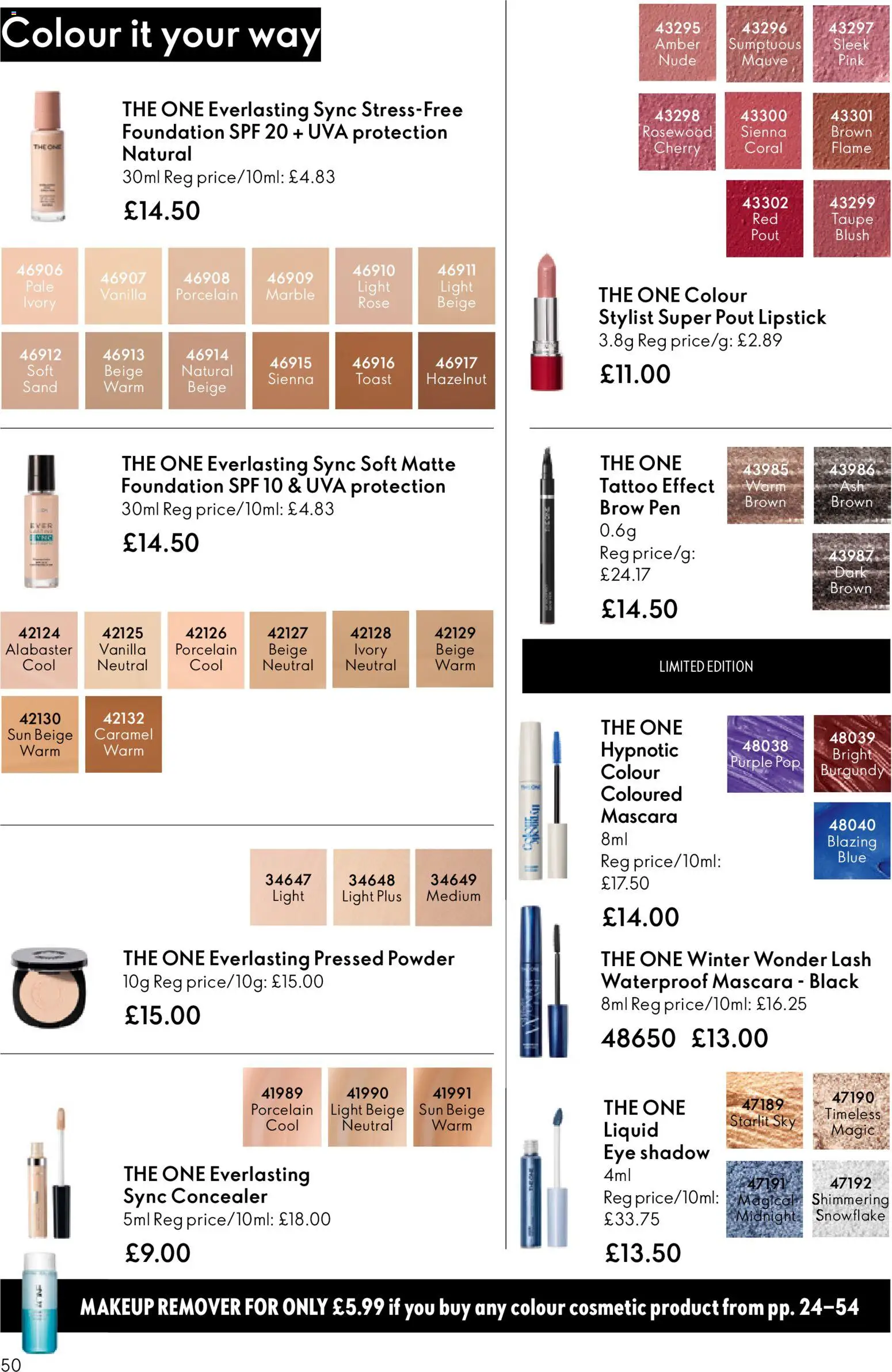 {H1} | Page: 50 | Products: Powder, Mascara, Eye shadow, Vanilla