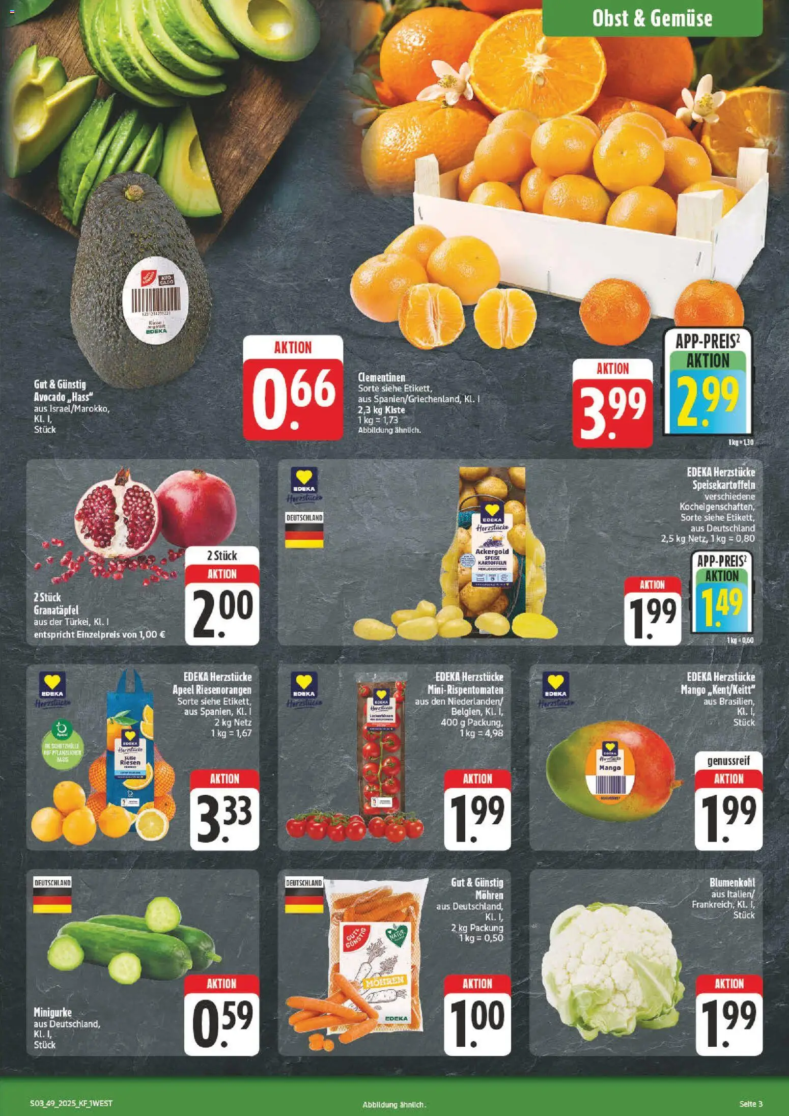 nah & gut Prospekt 	 – gültig ab 01.12.2025 | Seite: 3 | Produkte: Granatapfel, Avocado, Mango, Blumenkohl