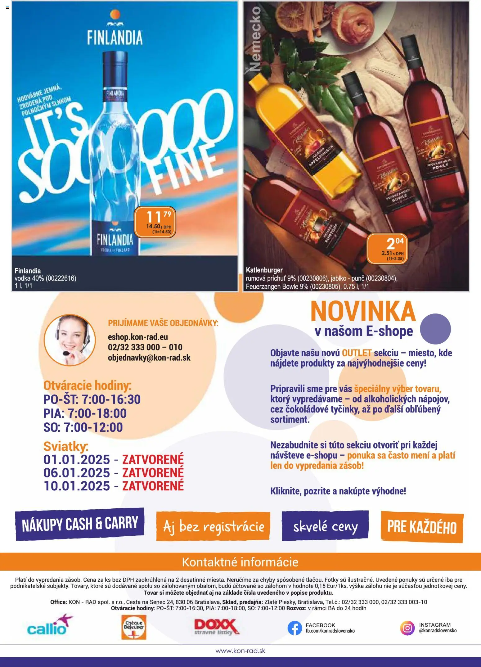 Nové KON - RAD akcie – leták je platný od 01.01.2026 | Strana: 28 | Produkty: Hodiny, Vodka, Finlandia
