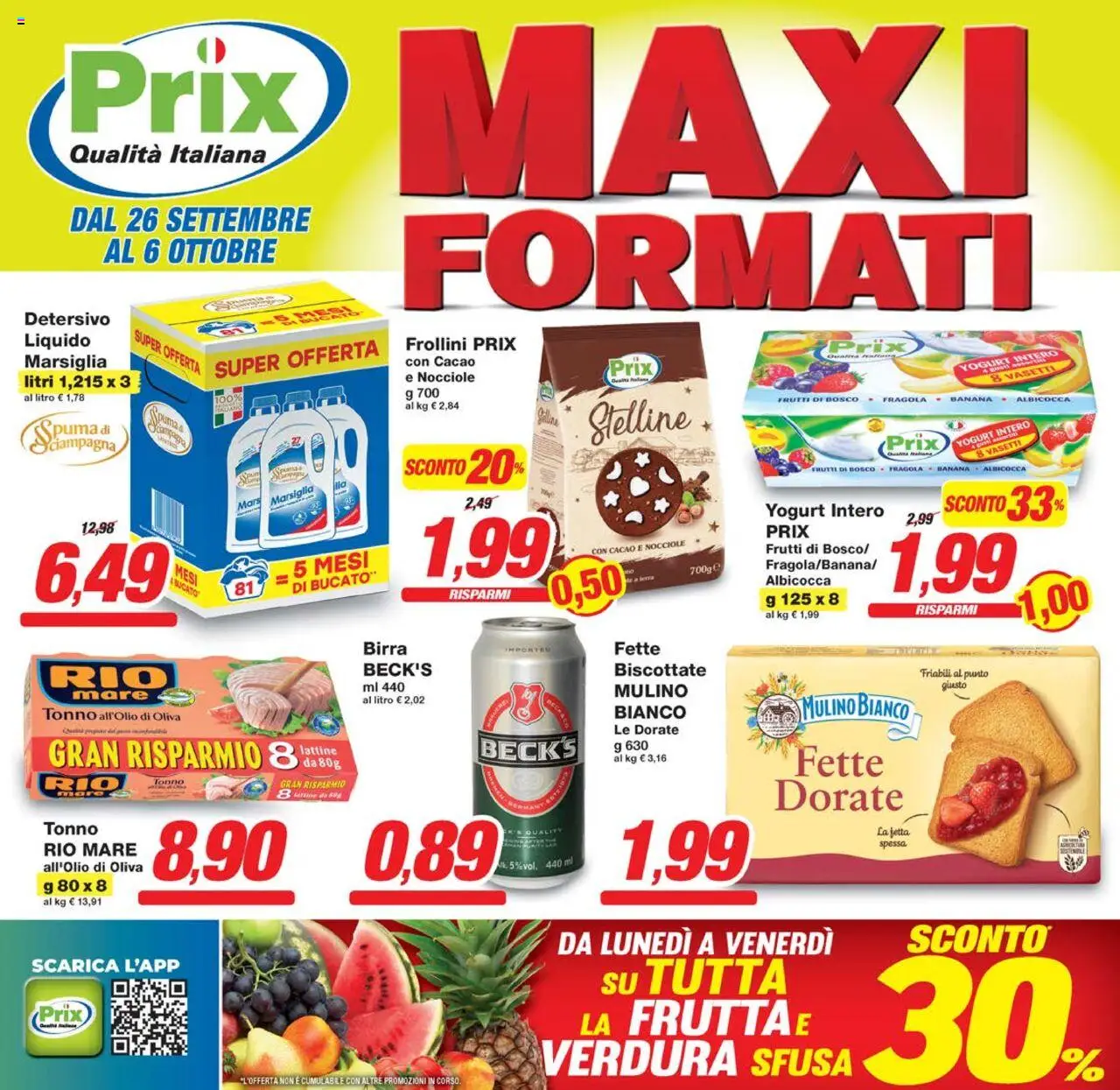 Volantino Prix del 26.09.2025 | Pagina: 1 | Prodotti: Yogurt, Birra, Tonno, Cacao