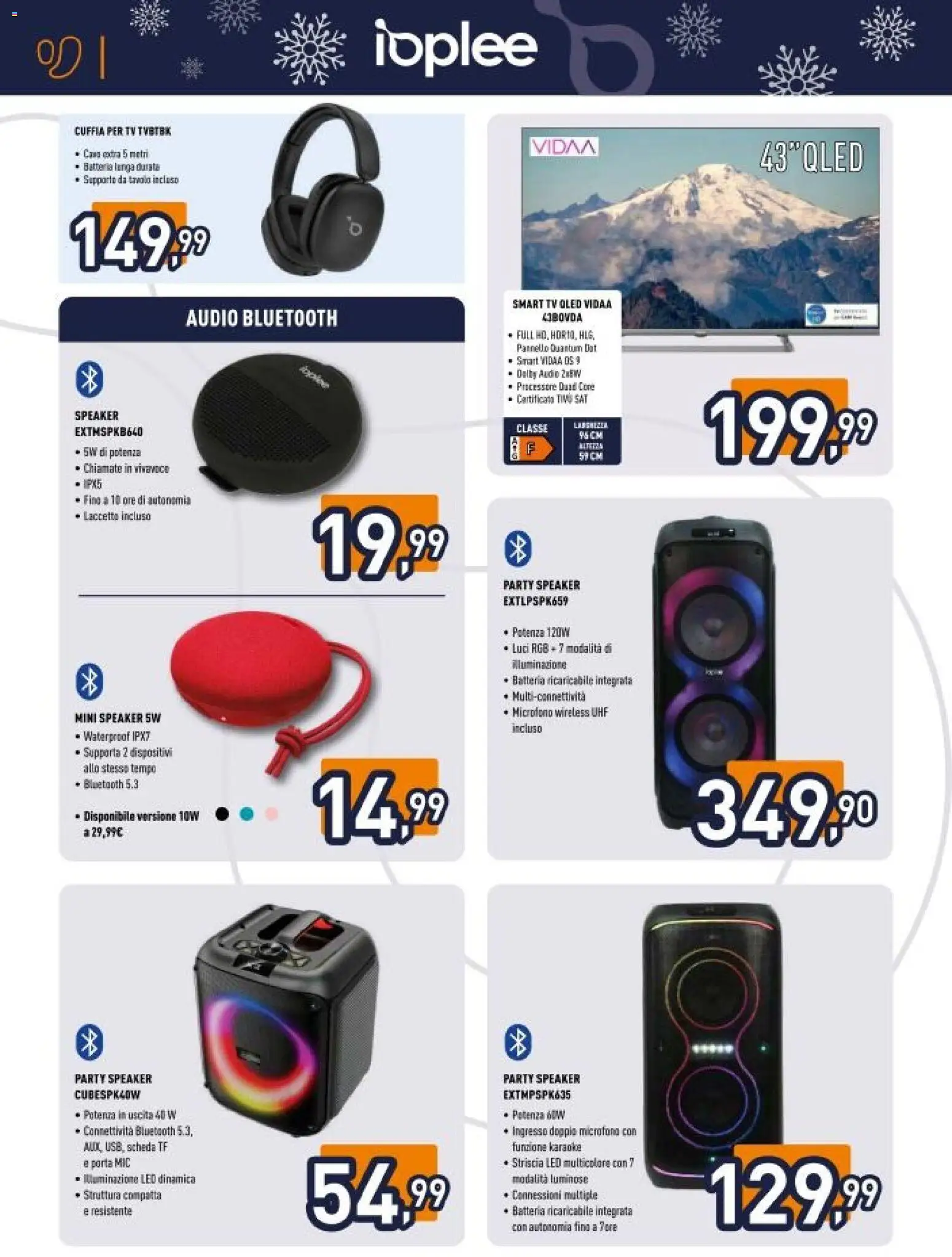 Volantino Unieuro del 06.12.2025 | Pagina: 4 | Prodotti: smart TV, Audio, Microfono, Batteria
