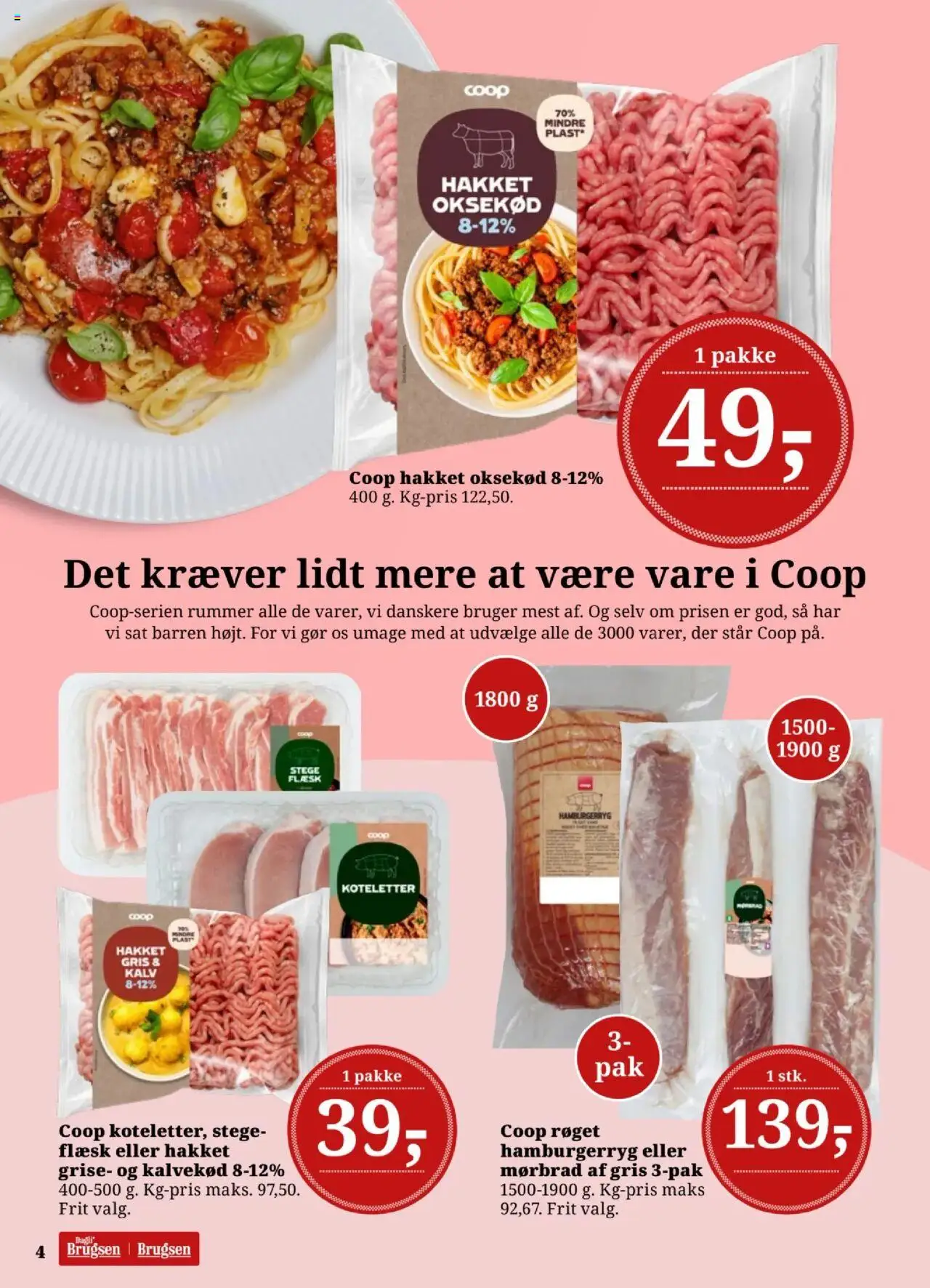 Dagli'Brugsen tilbudsavis – gyldig fra 10.10.2025 | Side: 4 | Produkter: Koteletter, Oksekød, Hamburgerryg