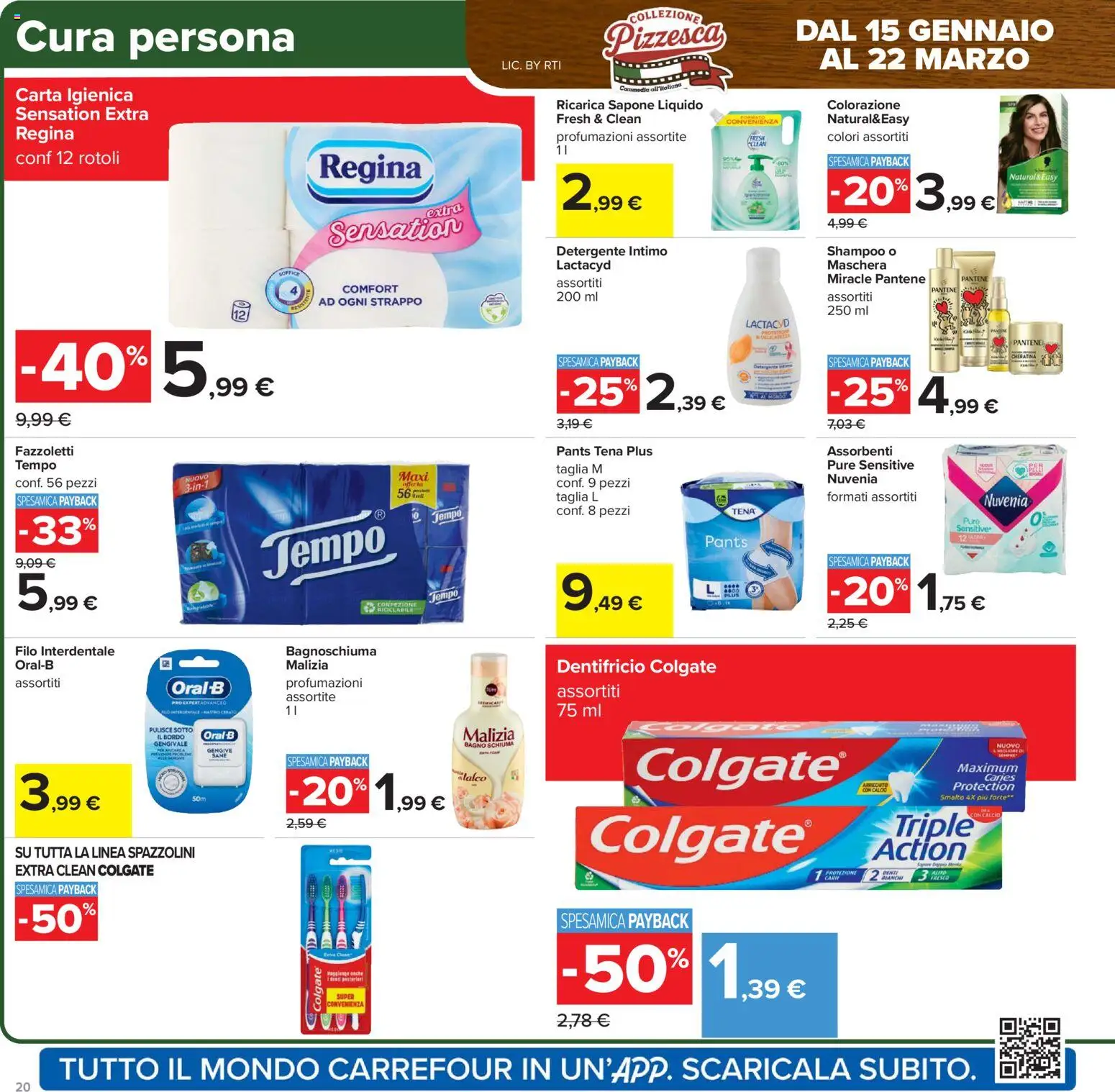 Volantino Carrefour del 02.03.2026 | Pagina: 20 | Prodotti: Shampoo, Carta igienica, Sapone, Intimo