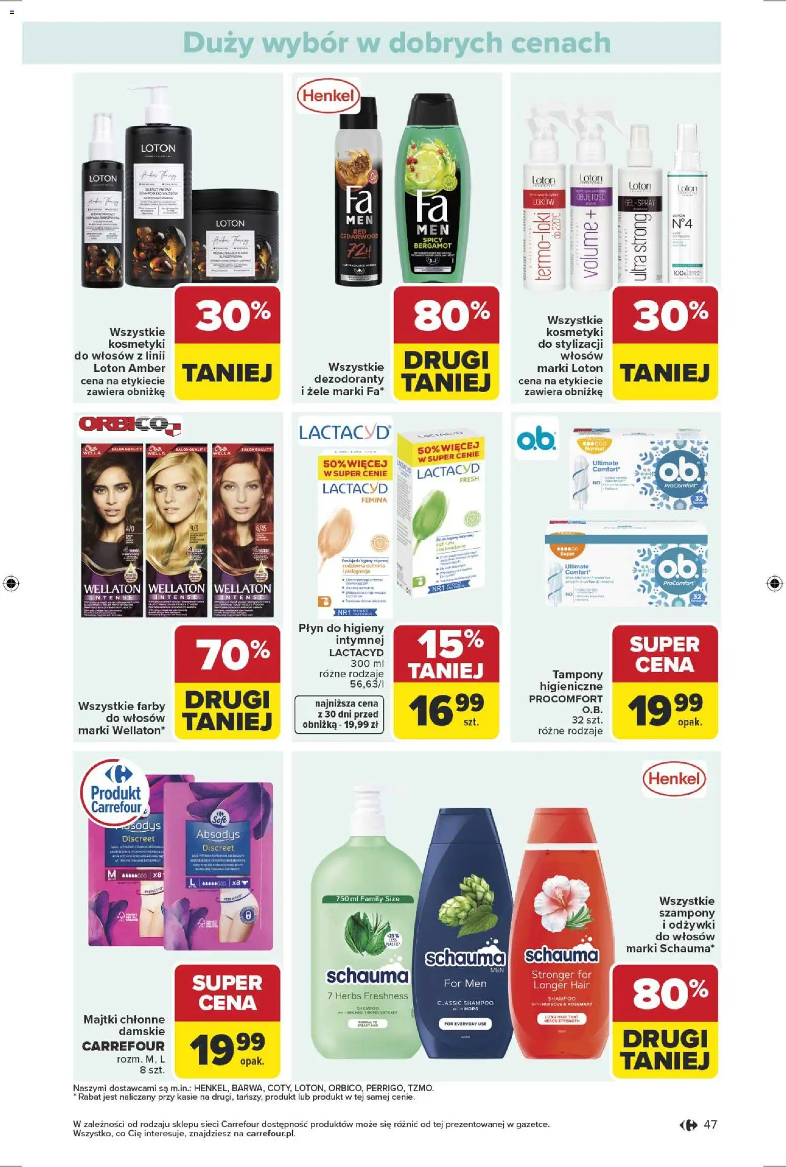 Carrefour gazetka od 13.04.2026 | Strona: 49 | Produkty: Majtki, Tampony, Kosmetyki, Płyn do higieny intymnej