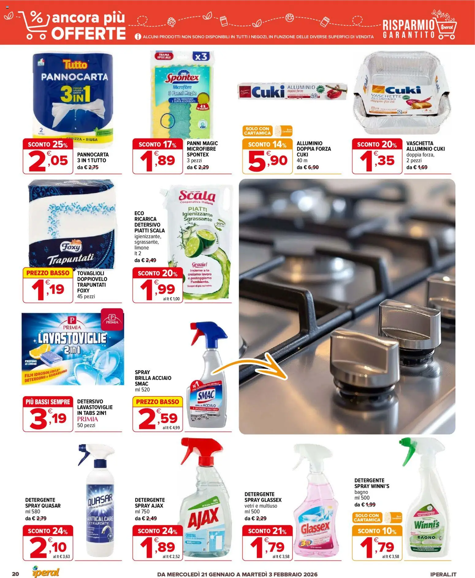 Volantino Iperal del 21.01.2026 | Pagina: 20 | Prodotti: Anticalcare, Lavastoviglie, Scala, Alluminio